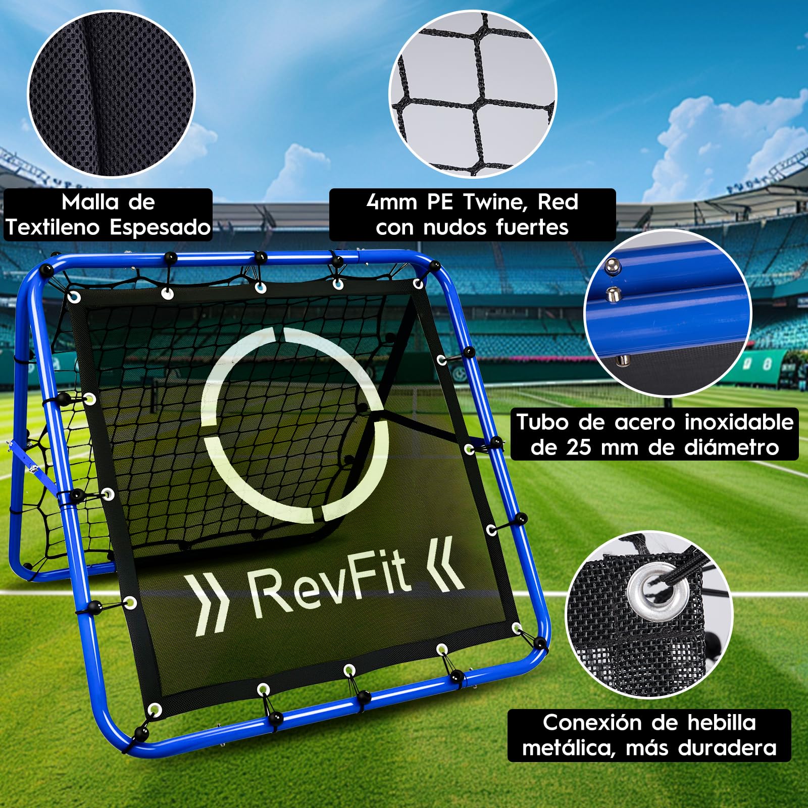 Red de rebote ajustable de doble cara para fútbol, béisbol, tenis, rugby, 80/100/120 cm