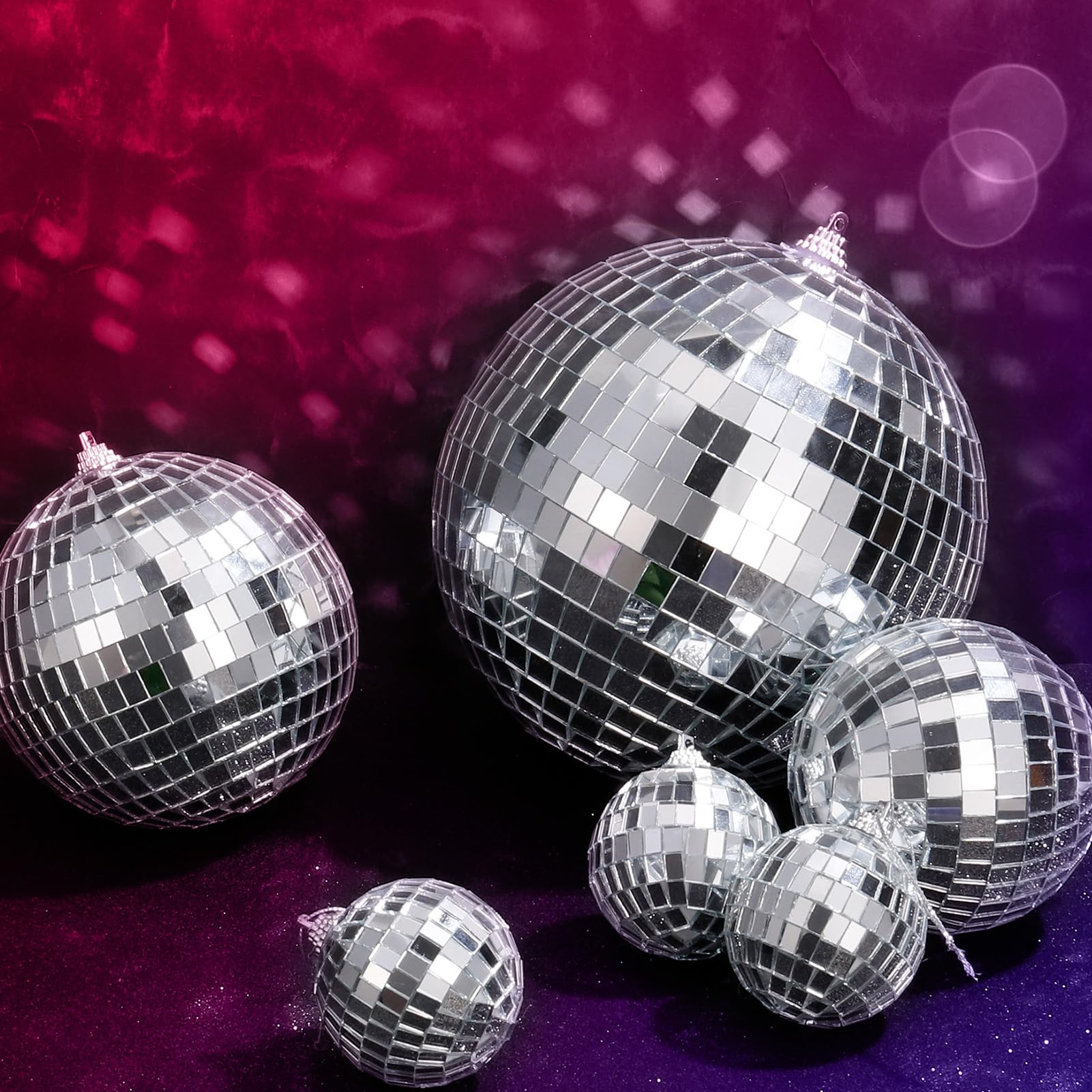 Juego de 12 bolas de discoteca grandes con espejo con anillo colgante para fiestas, bodas, bailes y festivales de música, decoración de club, escenario, decoración de DJ (1.97/3.15/3.94/5.9