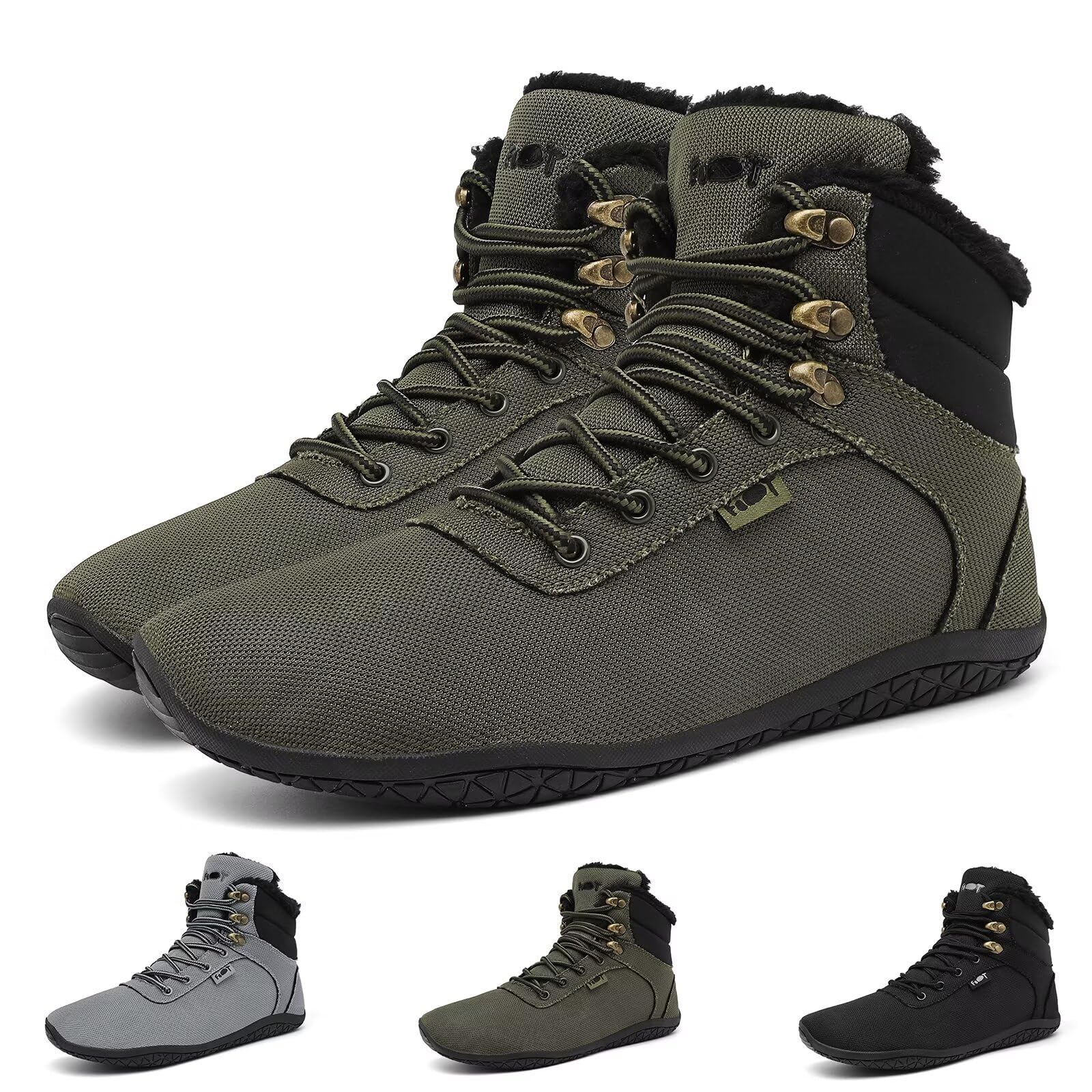 Geweo Winter Barfußschuhe Damen Herren Barfuss Stiefel Warme Gefüttert Winterschuhe Outdoor Rutschfeste Herbst Schuhe Gr.37-47
