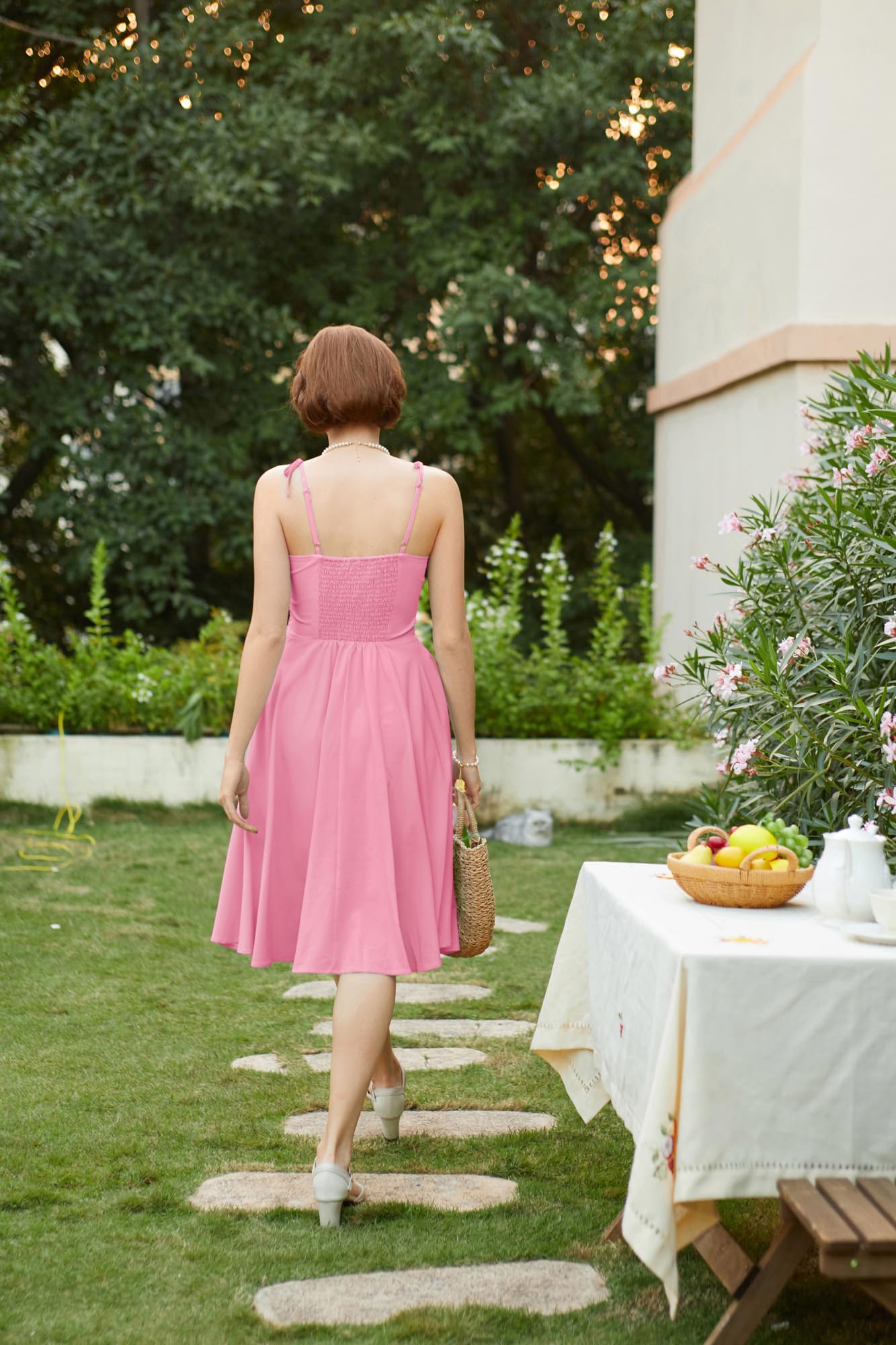 Belle Poque Robe d'été pour femme avec bretelles spaghetti, ligne A, robe de soleil, robe de loisirs avec poches, robe de vacances, robe de plage