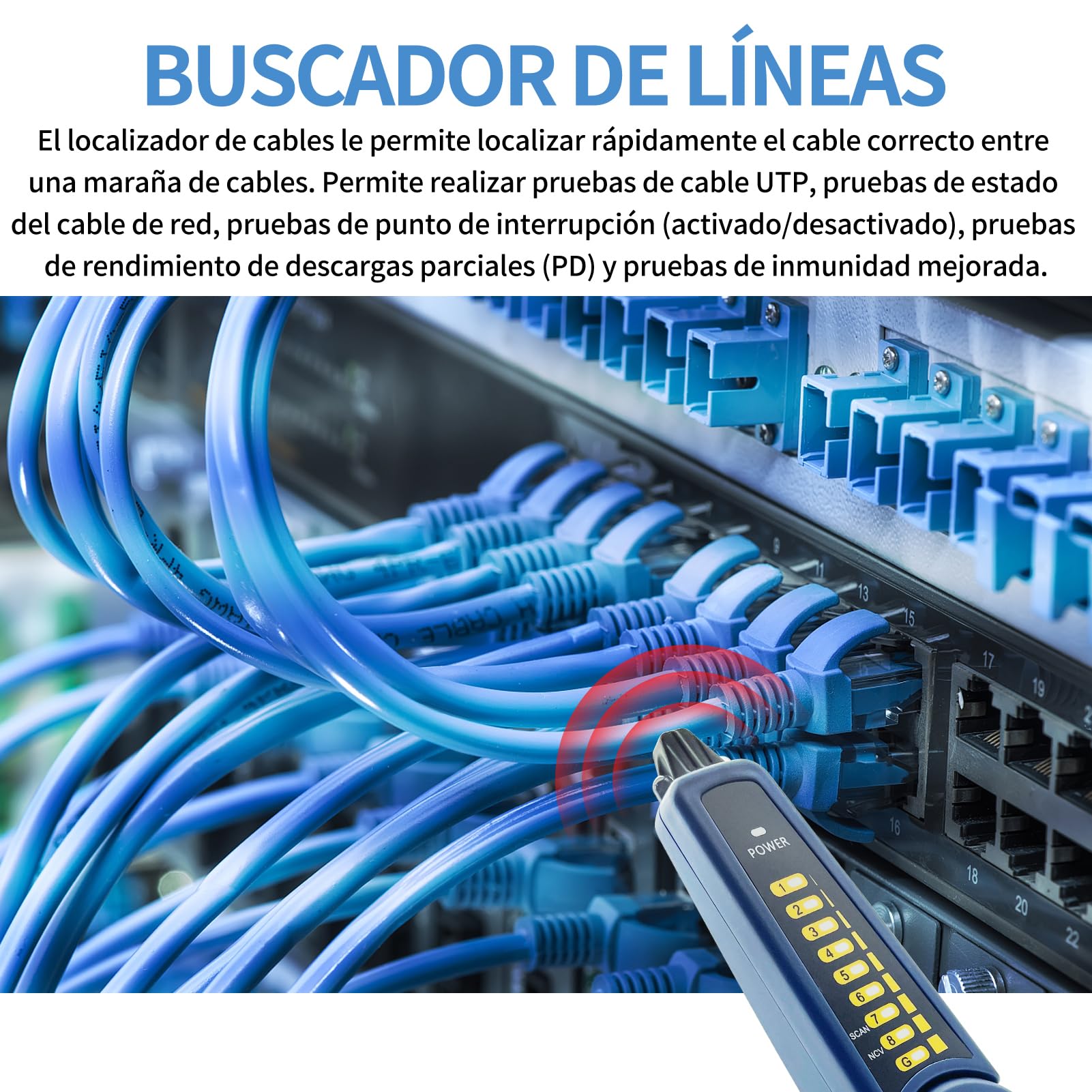 Henkion Rastreador de Cable Network WT255, Detector IPC RVV BNC para Red y Teléfono, Kit Probador de Cables RJ45, Test de Cortocircuitos y Localización, Compatible con IPC Probador de Cámara