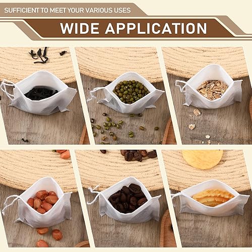 Miniatura 4 de 1600 bolsas de té desechables de muselina con cordón para especias, bolsas de filtro, bolsas vacías con infusor de té, bolsitas pequeñas de tela