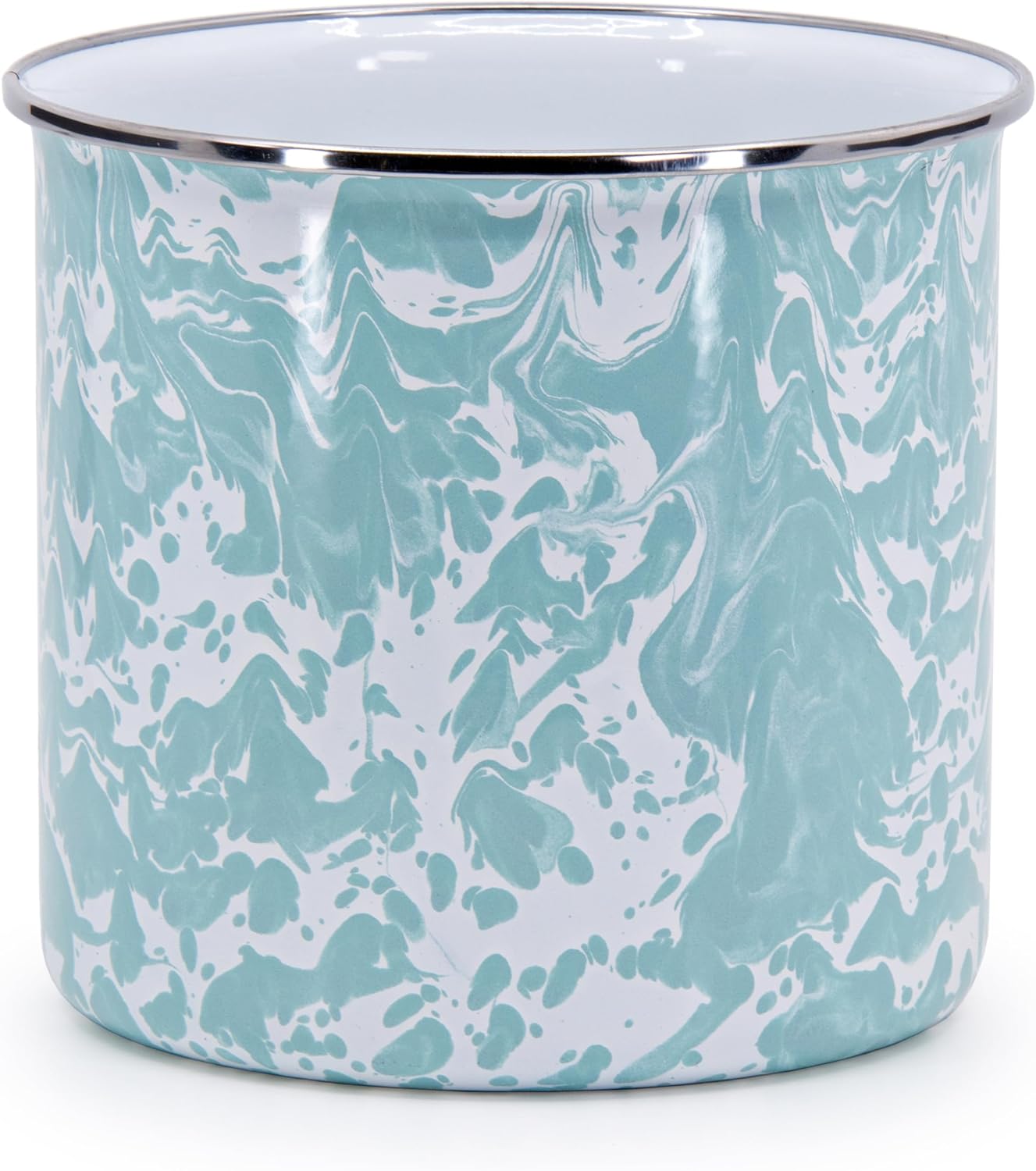 Golden Rabbit Enamelware Utensil Holder, Taupe Swirl