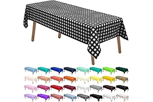 Black Gingham Checkered 2-Pack Plastic Tablecloths for Buffalo Plaid Themed Parties