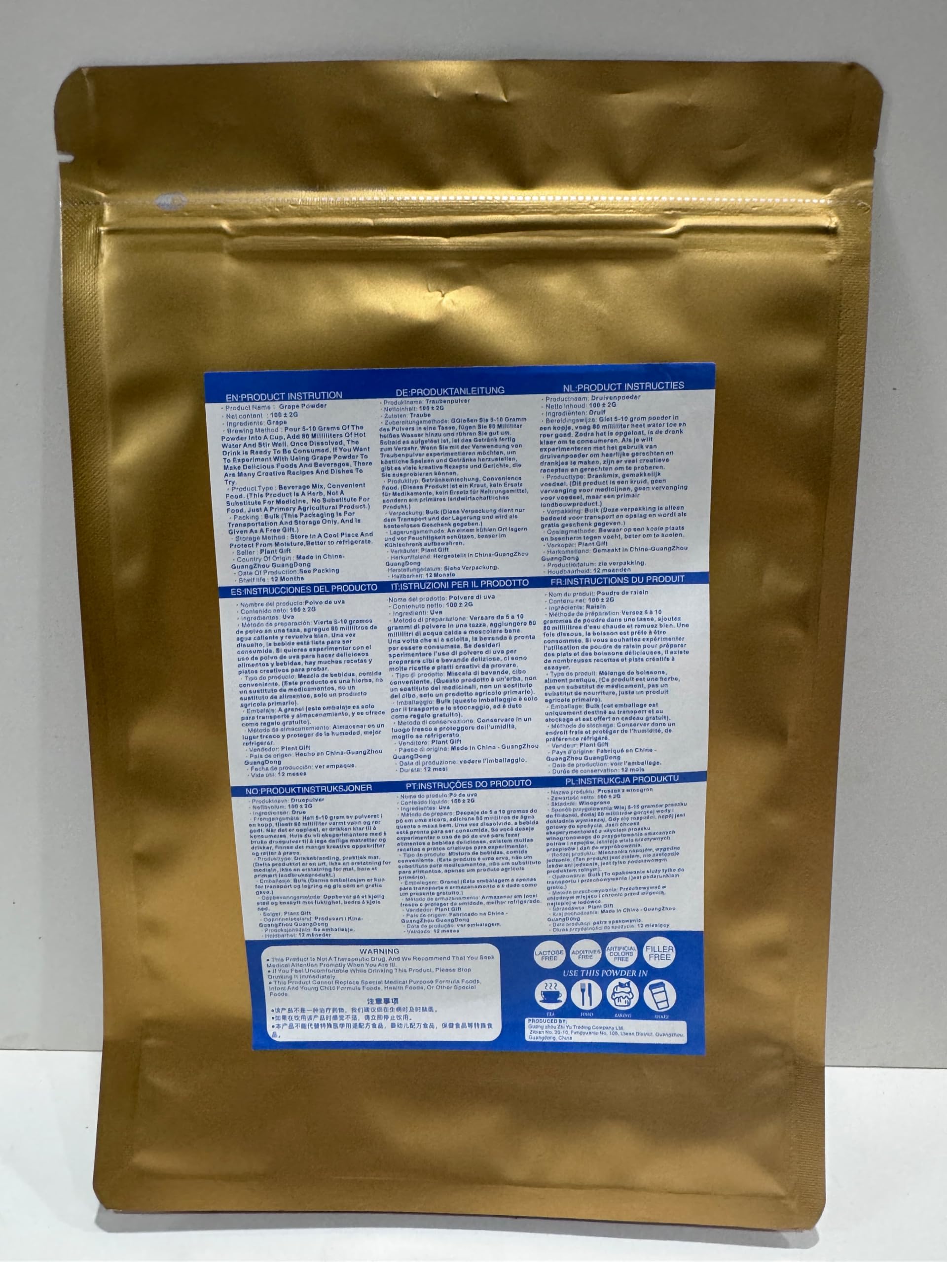 Plant Gift 100% Pure Grape powder 葡萄粉 Polvo natural, crecimiento silvestre y secado por congelación, bebidas, batidos y especias naturales para hornear, sin OMG 100g