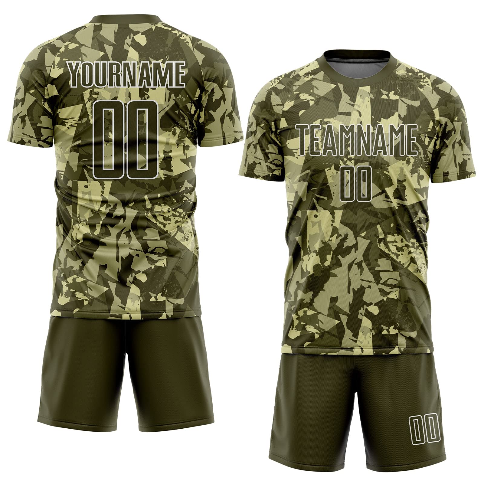 Custom Soccer Jerseys for Men Women Youth Kids, Camo Olive White Personalized Soccer Jersey Printed Name Number Logo Mens Clothing