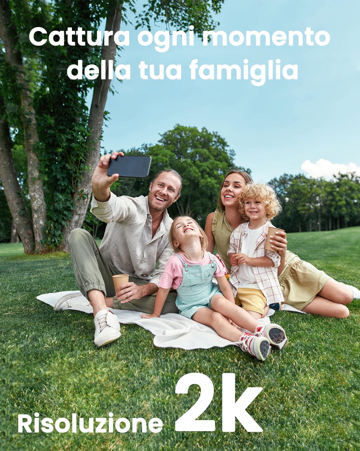 ANRAN 2K Telecamera Sorveglianza Esterno WiFi Solare con Pannello 2 Pezzi | 360° PTZ Rotante, Audio Bidirezionale, Rilevazione di Movimento PIR con Allarme