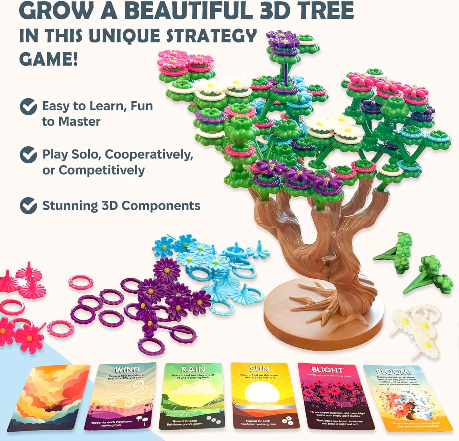 Bloomchasers: 3D Tree-Building Strategy Board & Card Game | Perfect for Family & Friends | 1-4 Players, Ages 12+ - Image 2