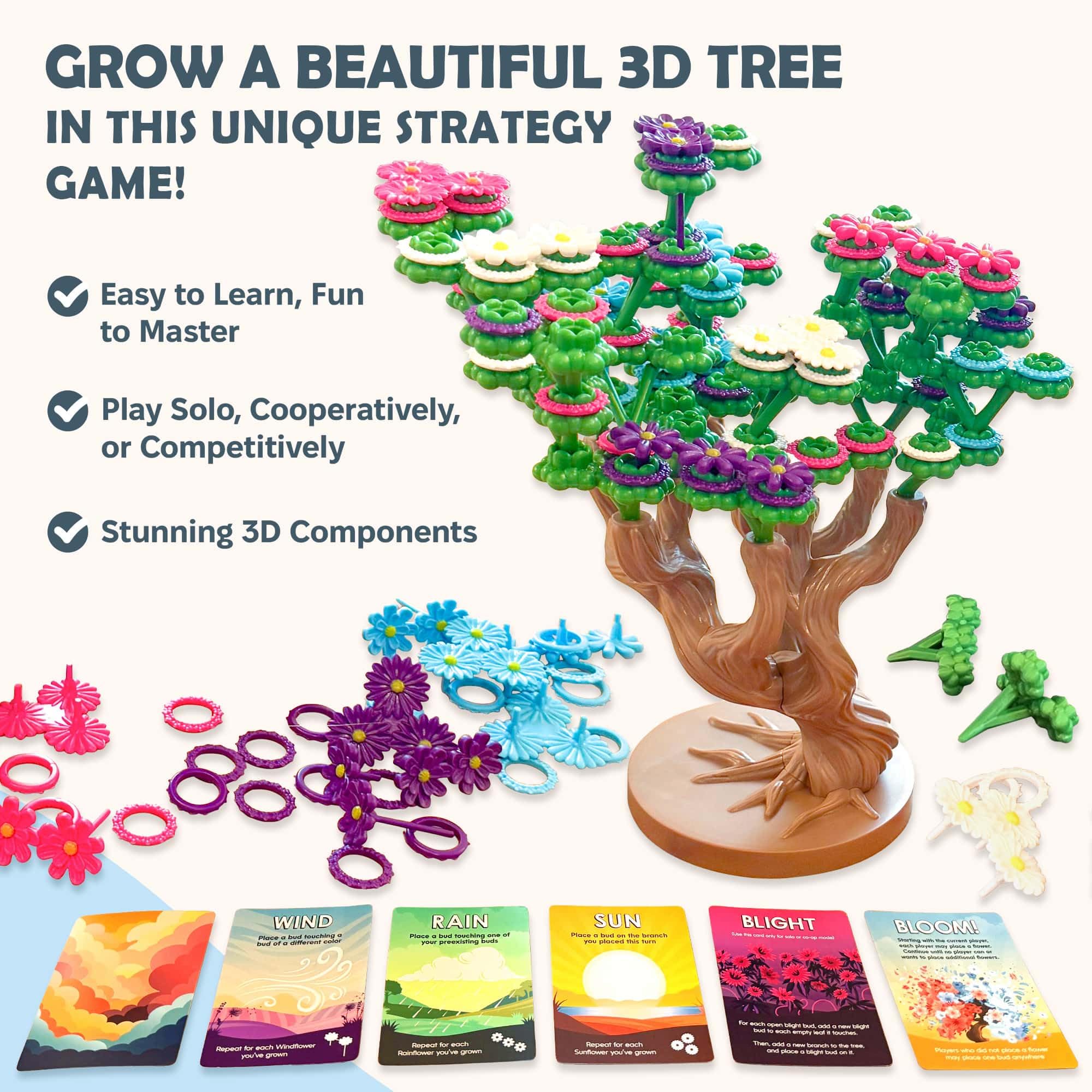 Bloomchasers - A Delightful 3D Tree Game of Flowers and Wits, 1-4 Players, Multicolor, 13 cm x 10 cm x 0.1 cm - Image 2