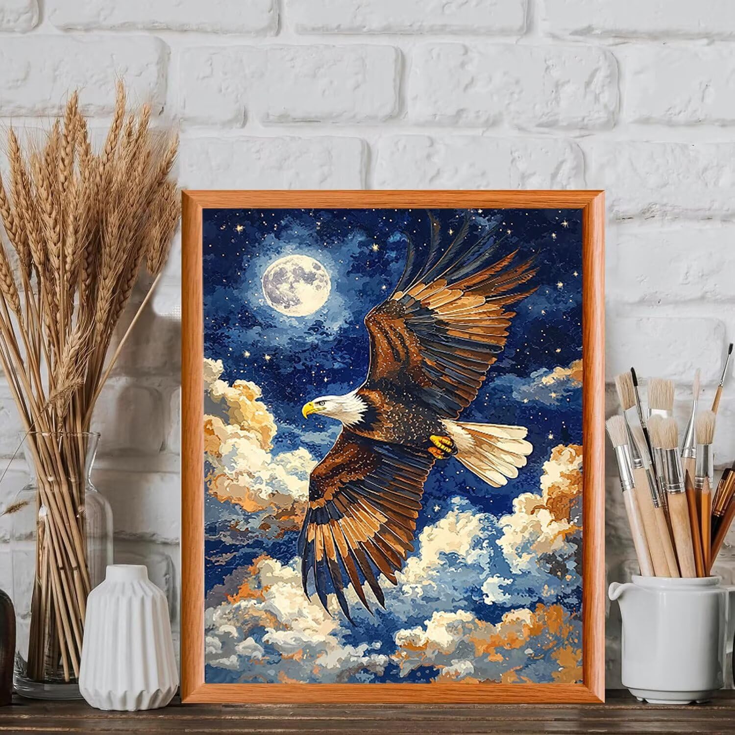 Adler bei Mondlicht Malen Nach Zahlen Erwachsene Anfänger, 60x80cm c-1114