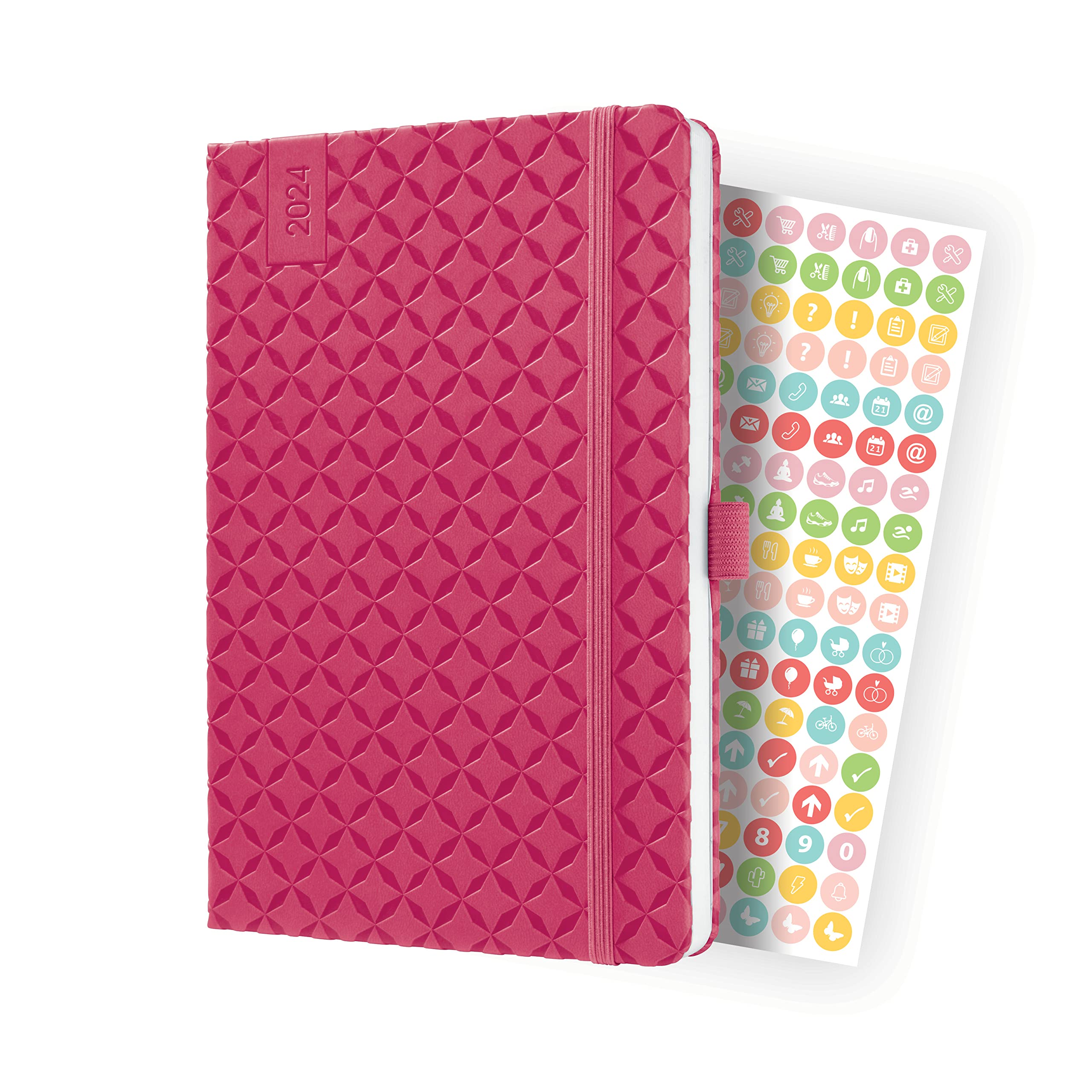 SIGEL J4105 Jolie Weekly planner 2024, hardcover, 13,5 x 20,3 cm, 174 pages, Pink