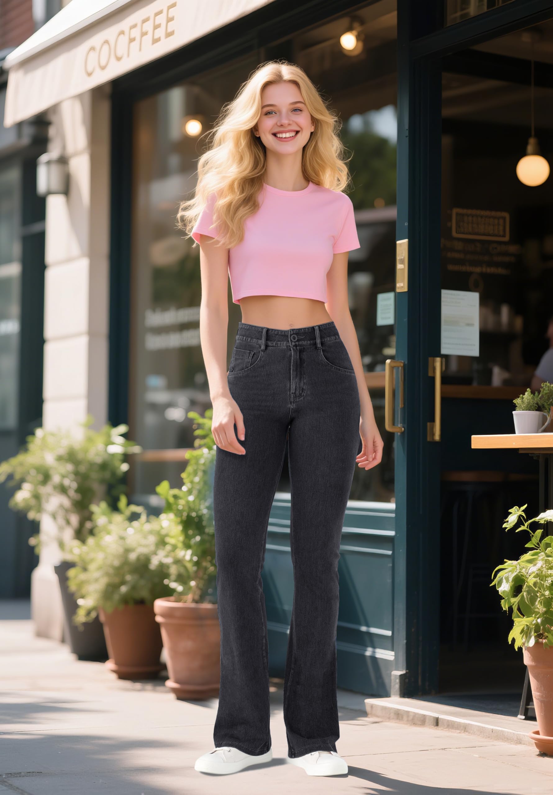 LaiEr Jeans de Yoga pour Femmes à Haute Élasticité,Sweatpants Skinny avec Élastique pour Relever Les Fesses et Fermeture Éclair,Pantalons Slightly Bootcut Doux,Combinaison Mode et Casual.
