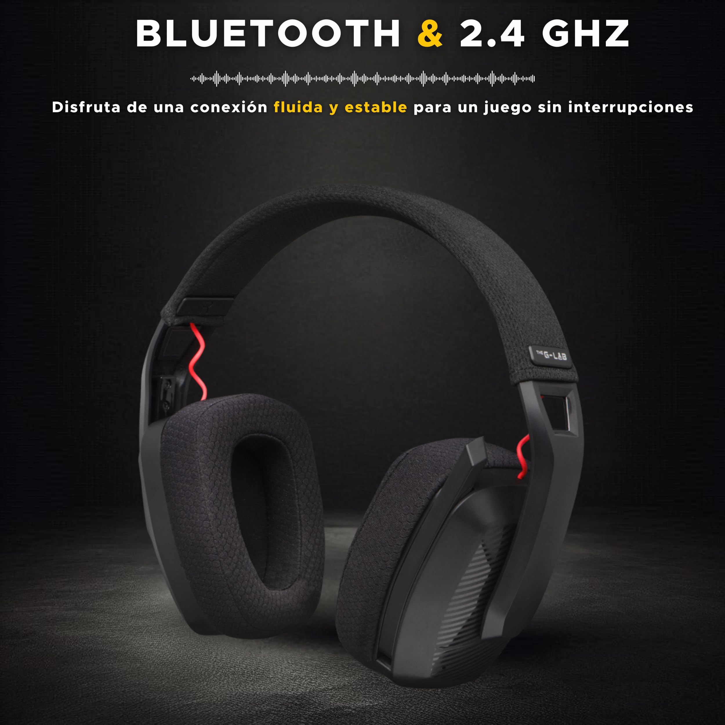 The G-Lab - Korp Platinium - Cascos Gaming inalambricos PC/PS4/PS5 - Auriculares Gaming Triple Modo Bluetooth/2.4Ghz/con Cable - Audio Estéreo, Baja Latencia, Duración 45h – Nuevo
