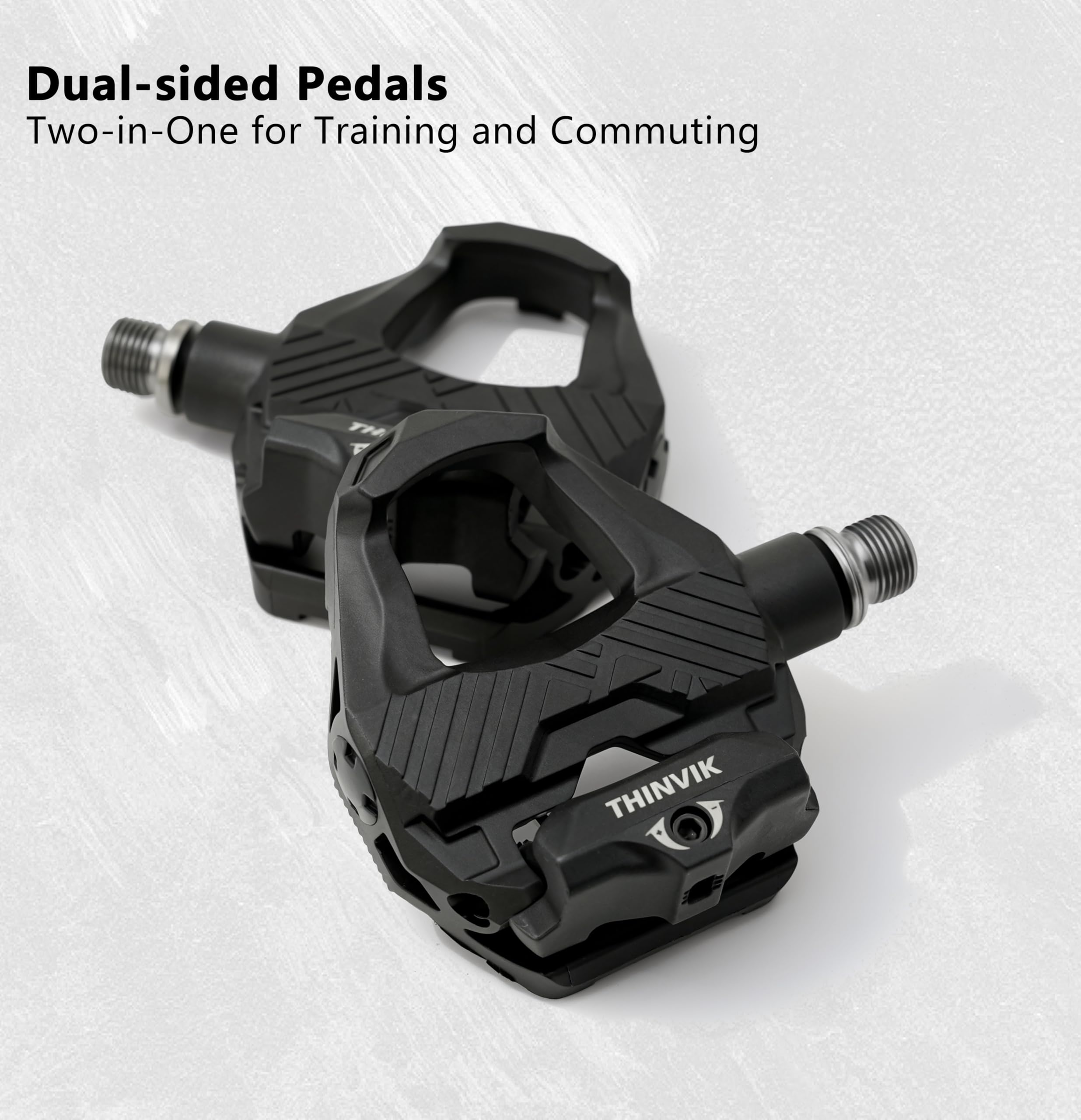 Thinvik Pedali 2 in 1 per bici da corsa Shimano SPD-SL e piattaforma di scarpe normali in uno, con tacchetti inclusi, livello di trazione regolabile a 6°, asse 9/16", 53 mm