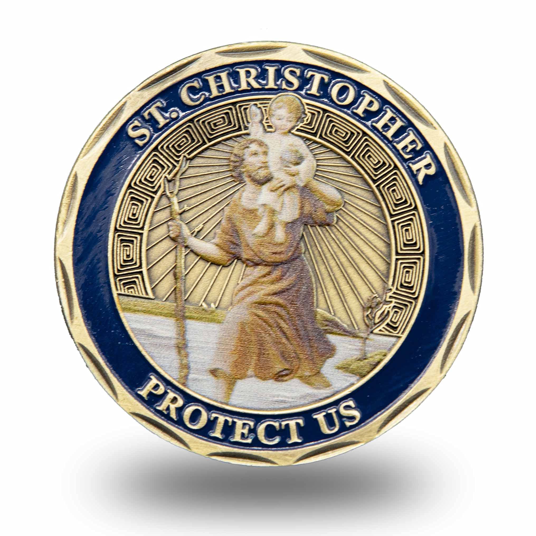 REKORI St Christopher Challenge Coins, St Christopher Medal for Men, Car, Keychain, Traveler’s and Drivers Protection Saint