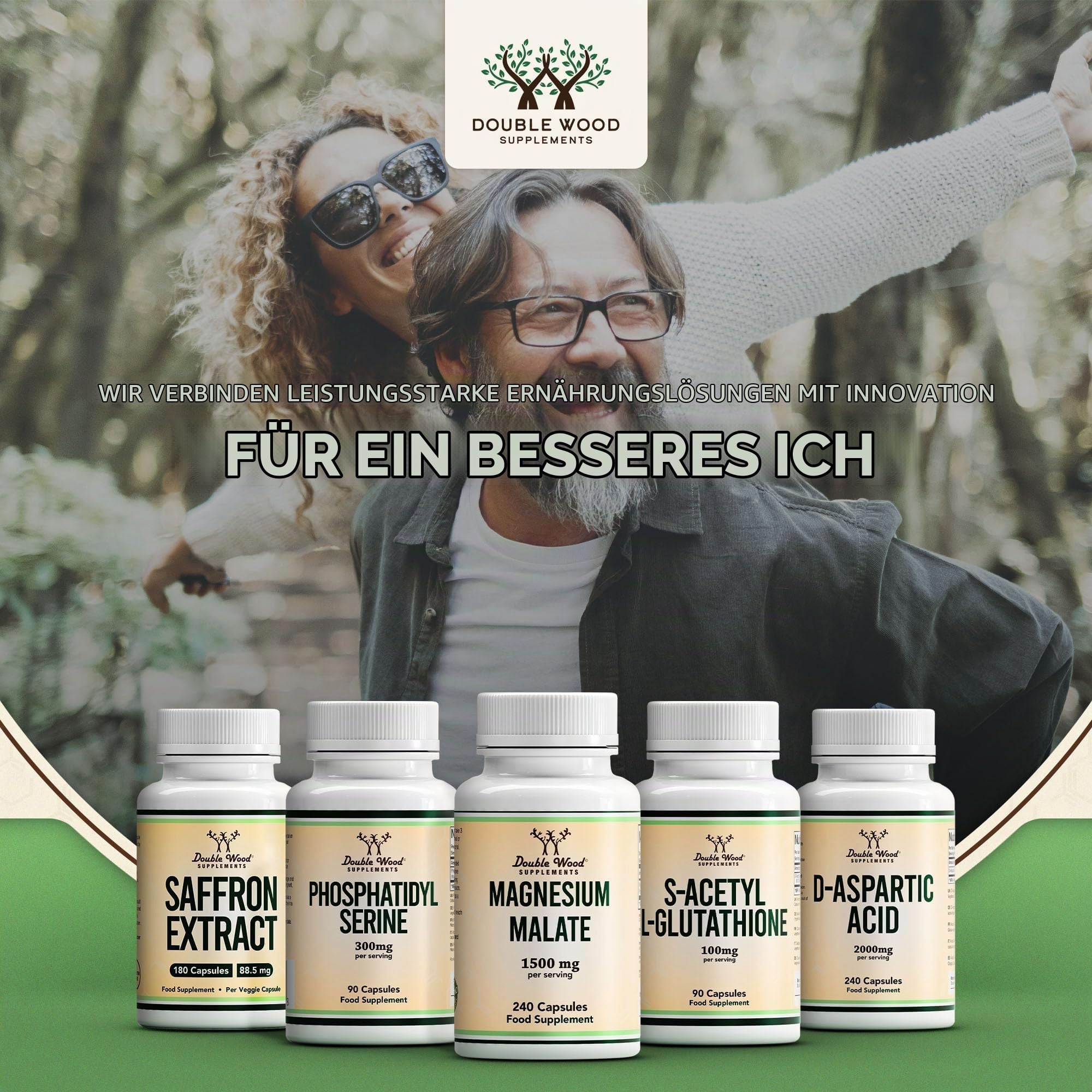 Double Wood Magnesium Malat Kapseln | 240 Hochdosiertes Magnesium Malate – 1500mg Magnesiummalat pro Portion | Gentechnik- und Glutenfrei | Hergestellt in Großbritannien