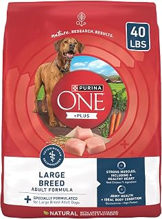 Purina ONE +Plus Large Breed Adult Dry Dog Food, Real Chicken High Protein, Glucosamine Joint Support - 40 lb Bag