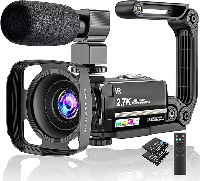 Video Camera 2.7K Camcorder Ultra HD 36MP Vlogging Camera for YouTube IR Night