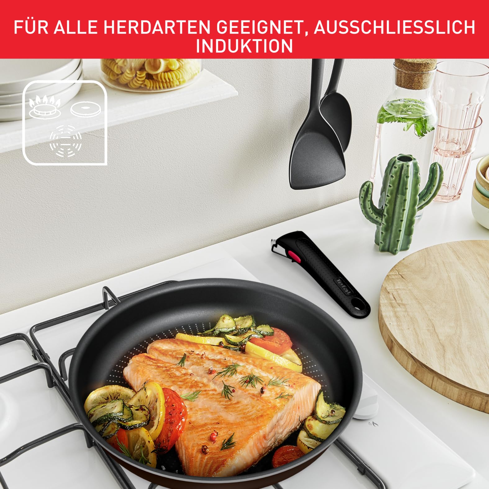Tefal Ingenio XL Force 4-teiliges Kasserollenset, Topfset abnehmbarer Griff, 16/18/20 cm, platzsparend, Töpfe mit Titanium 2X Antihaftversiegelung, einfache Handhabung und Reinigung, L15890