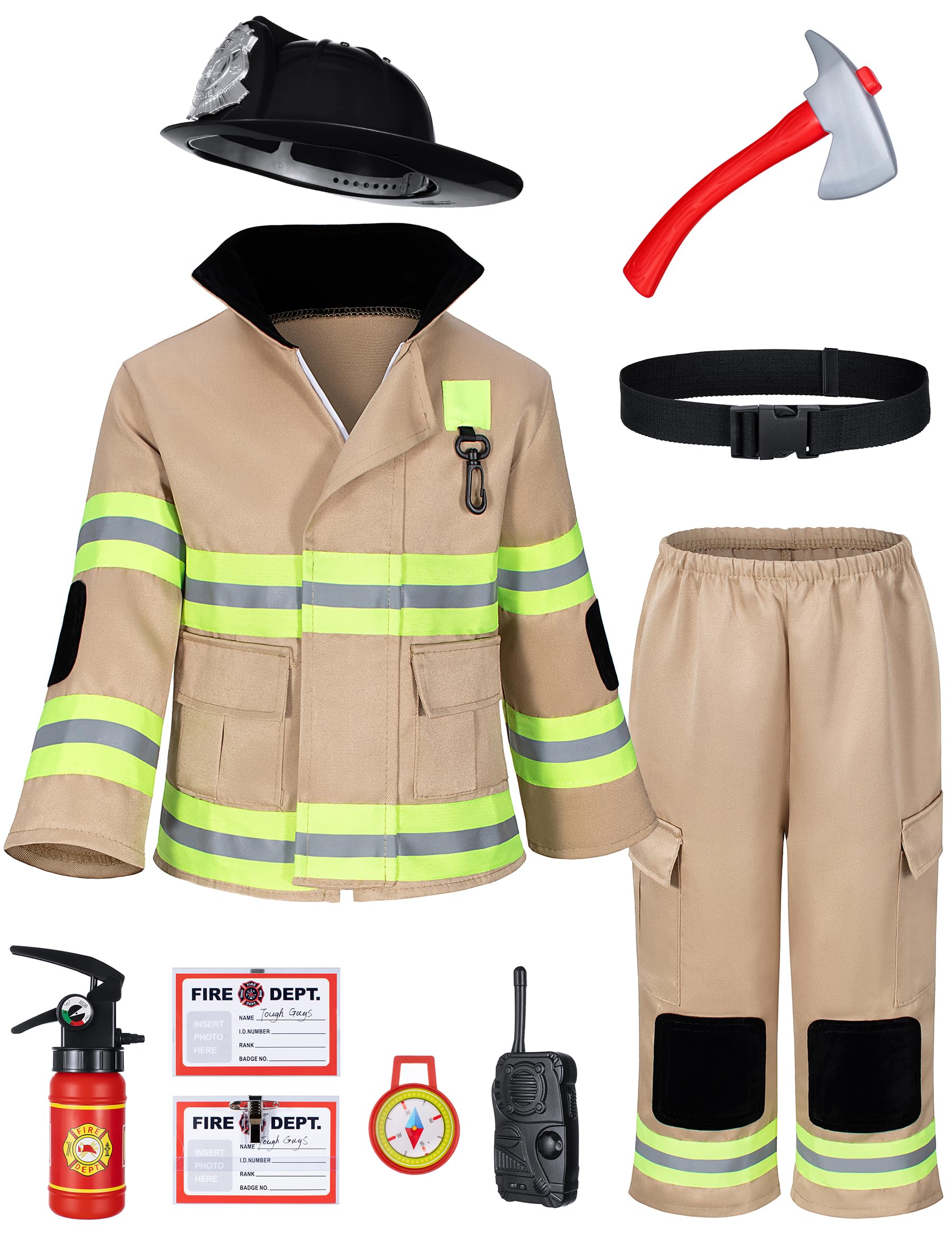 Boys Fireman Costume, Firefighter Costume for Kids, Toddler Fireman Costume Accessories Set for Dress-up and Roleplay Party