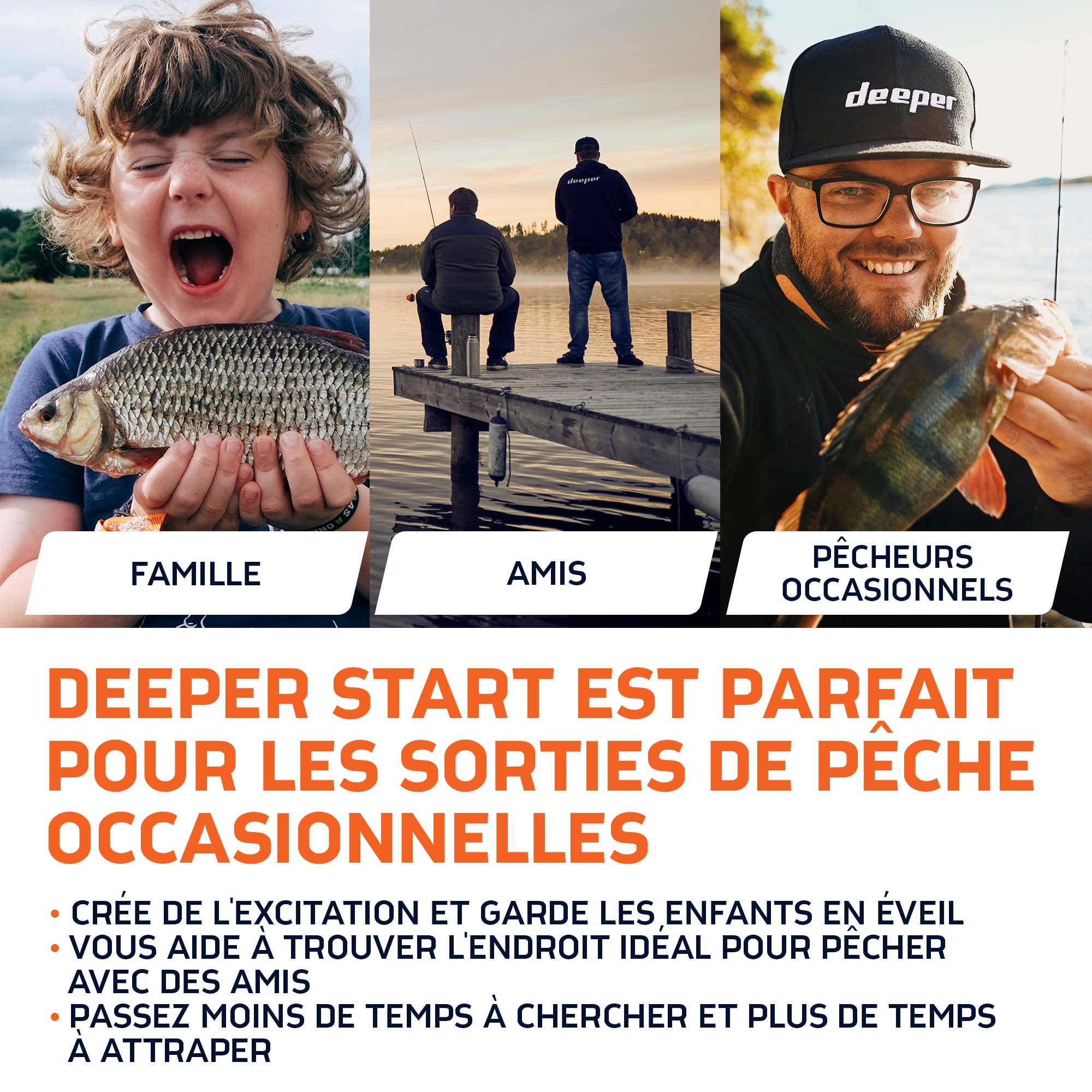 Deeper START Sondeur de Pêche, Détecteur de Poissons et Profondeur Portable, Sans Fil, Pour la Pêche, Fonctionne Avec Téléphones Portables (App Gratuite)