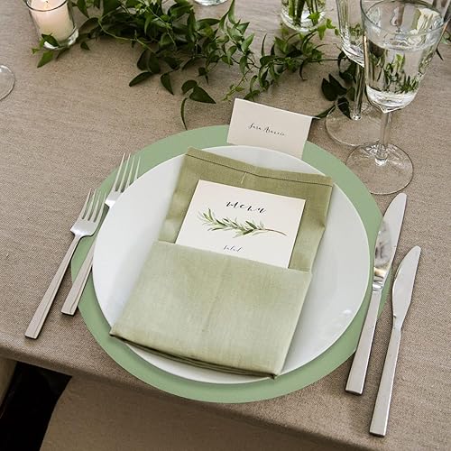 Miniatura 7 de KesaPlan 100 manteles individuales color verde salvia, manteles individuales redondos desechables de 13 pulgadas para mesa de comedor, tapete de