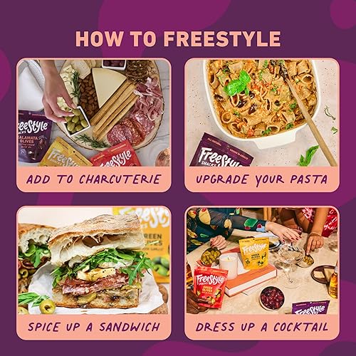 Vista 22 de Freestyle Snacks Paquetes de aperitivos de oliva, como se ve en Shark Tank, una sola porción, aceitunas verdes frescas sin hueso, cultivadas