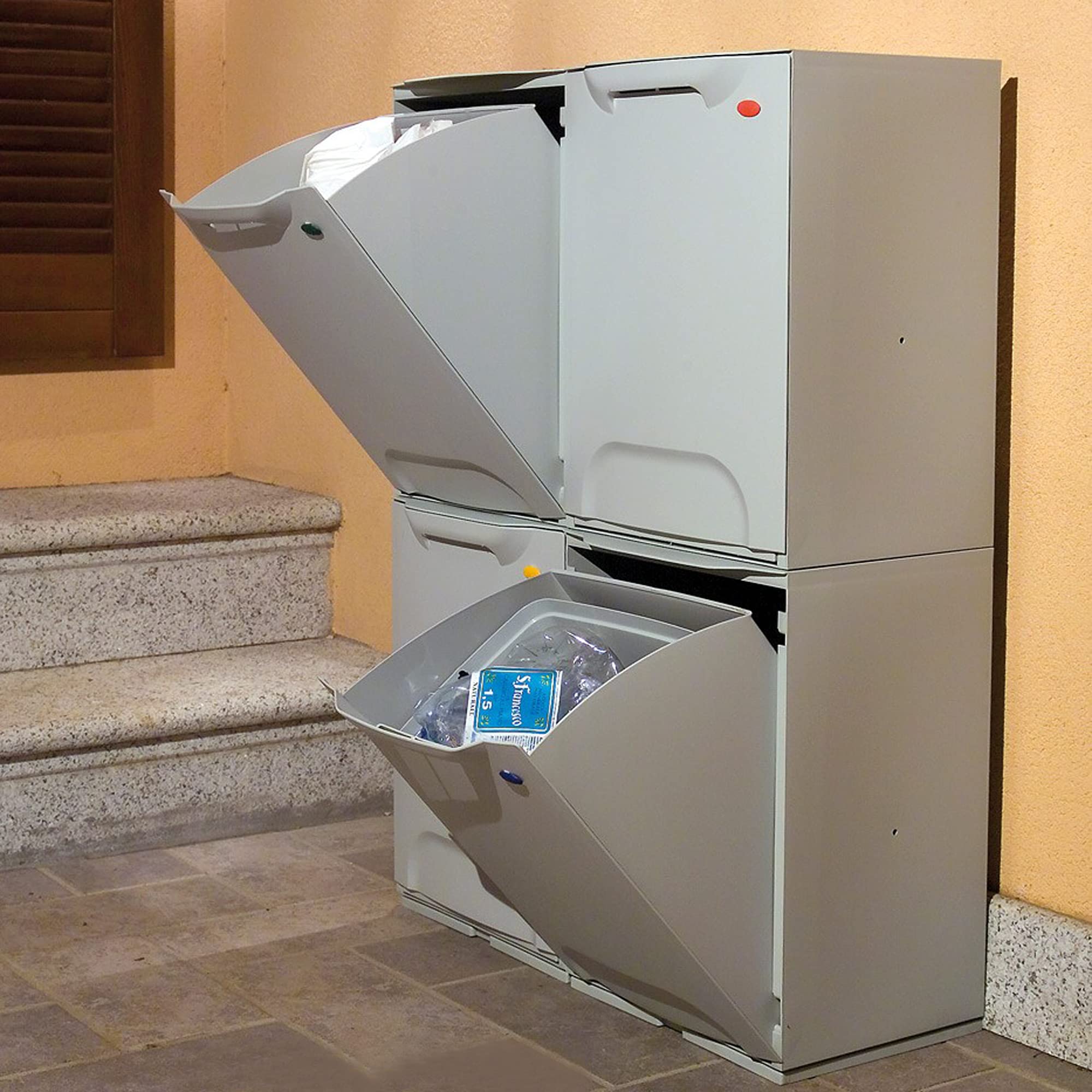 Art Plast ZA1488 Papelera reciclaje en polipropileno color gris, con depósito en el interior, 20 litros, 47x34x29
