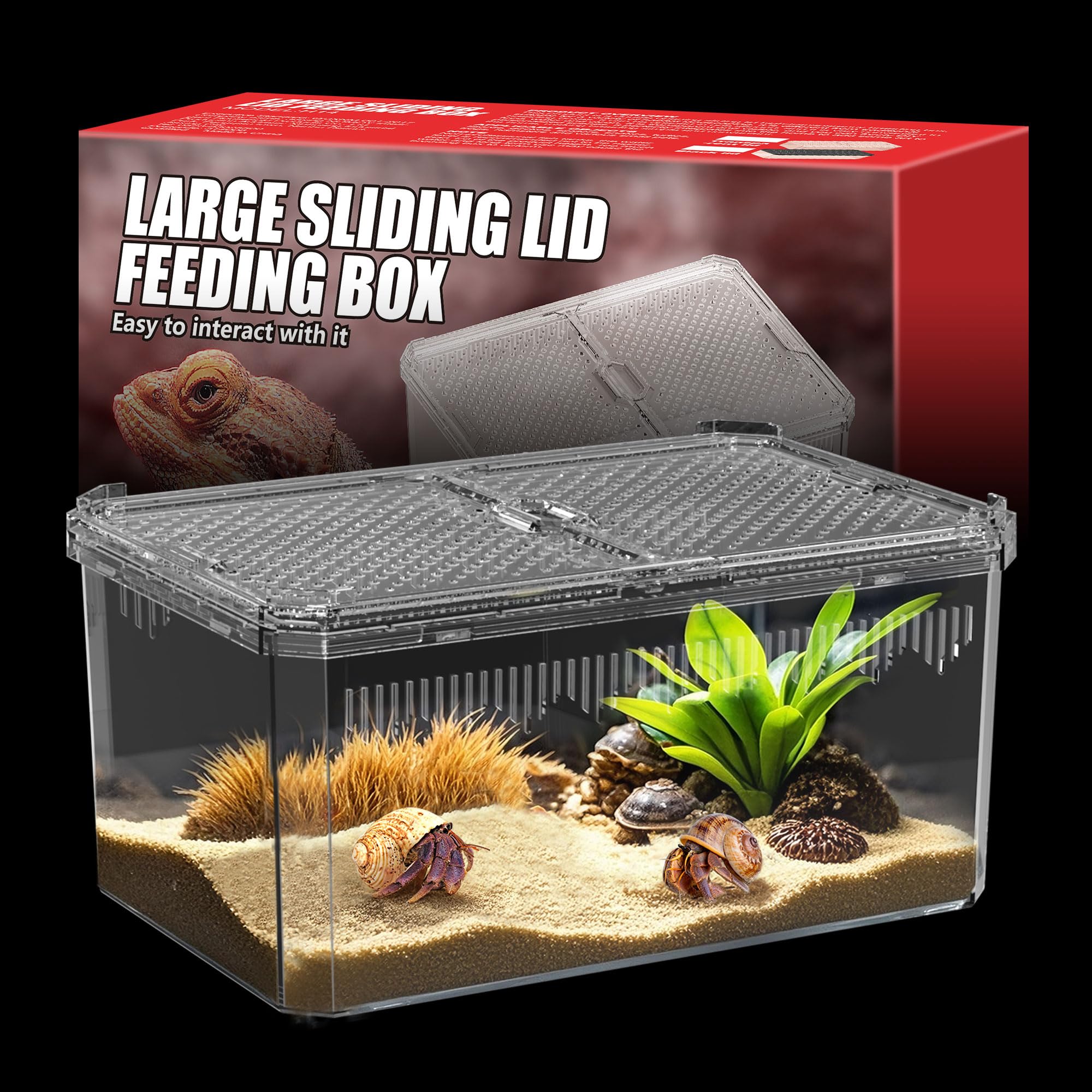 Breathable Secure Reptile Tank High Transparency Hermit Crab