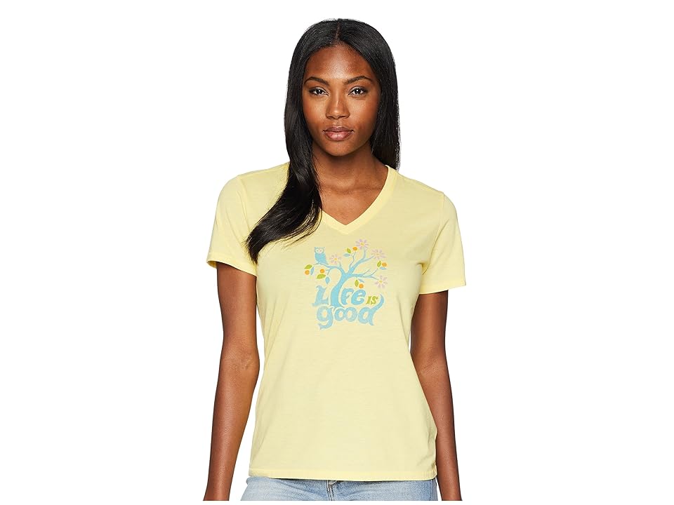 

Life is Good Happy Owl Cool Vee (Happy Yellow) Women's T Shirt