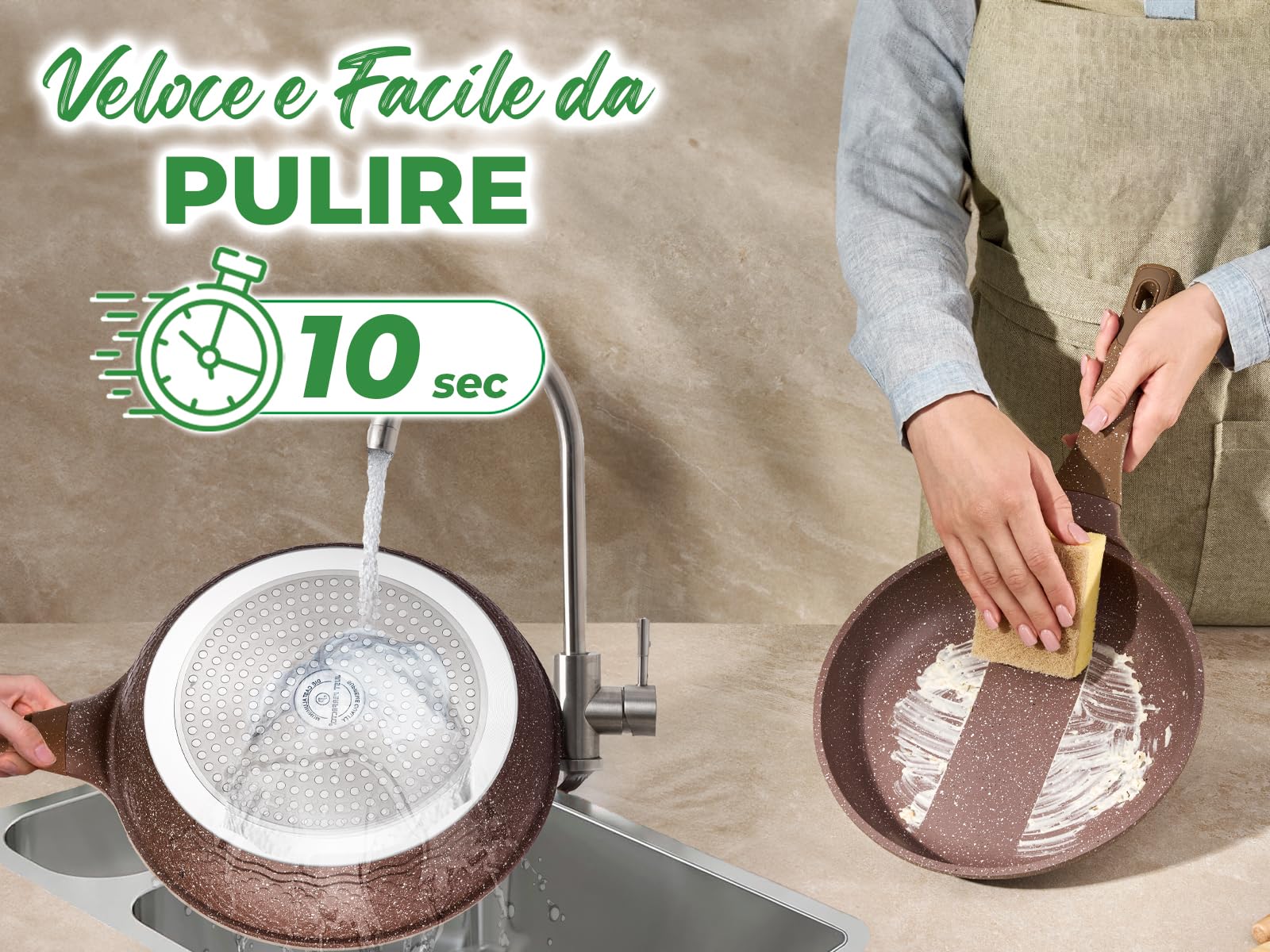 JUST PERFECTO Batteria Pentole e Padelle a Induzione, Set Antiaderenti Per tutti i piani cottura, 24/28cm con Coperchi, senza pfoa e ptfe