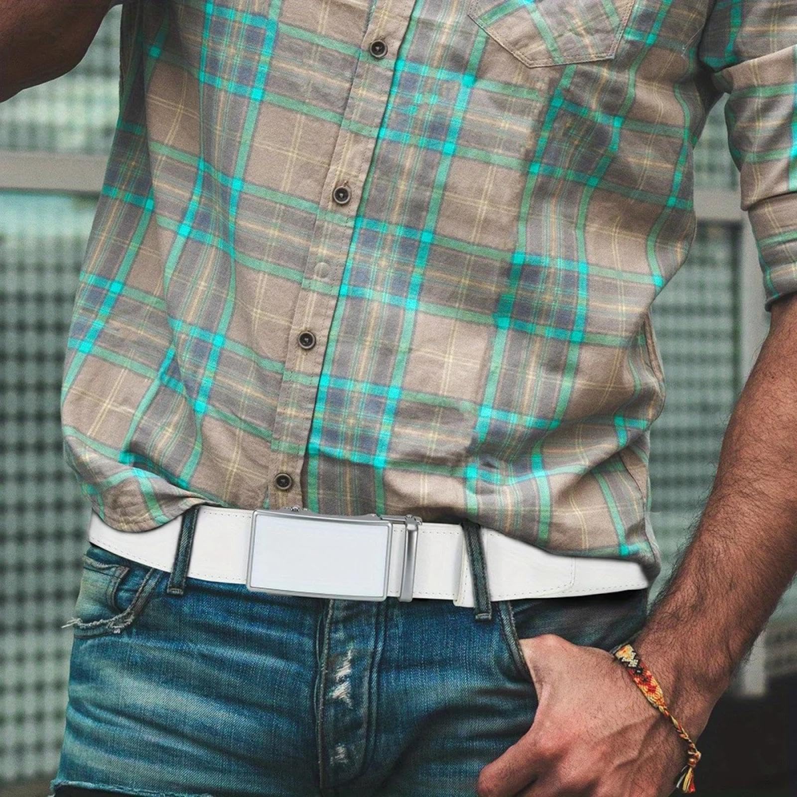 Herrengürtel, lässig, gewebt, elastisch, für Outdoor-Sport, echtes Leder, Klettern, Arbeit, Jeans, Hosen