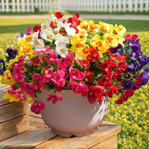 trytuny 20 Pcs Artificial Flowers for Outdoor, UV Resistant Realistic