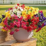 trytuny 20 Pcs Artificial Flowers for Outdoor, UV Resistant Realistic Pansies Fake Flowers for Indoor and Outdoor Garden, Porch, Patio, Window Box Decor All Year Round
