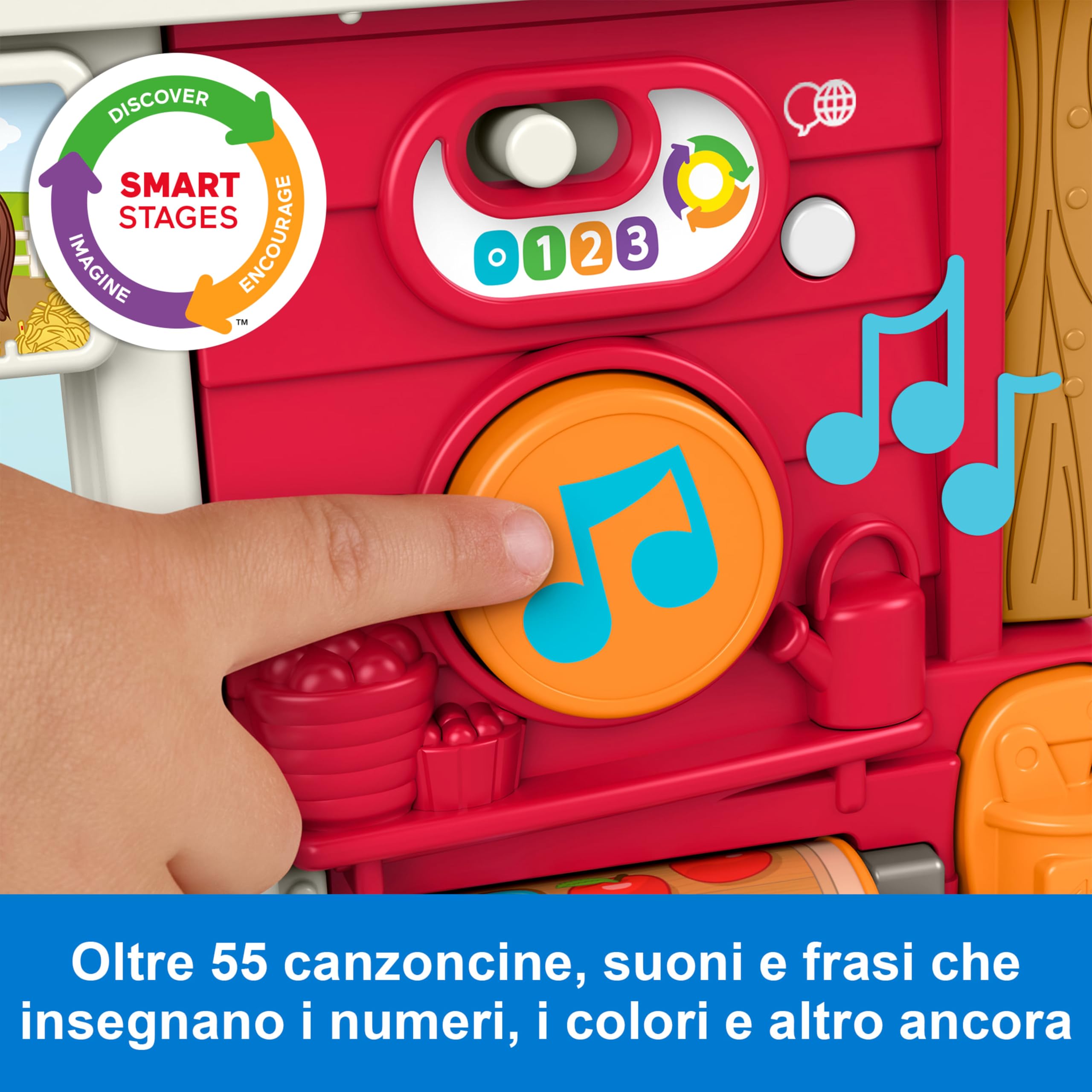 Fisher-Price Little People - Fattoria Animali Felici, Set con Personaggi e Amici Animali, Tante Canzoni, luci e Frasi, Versione Italiano +UK+FR+DE, Giocattolo per Bambini, 1+ Anni, JGX08