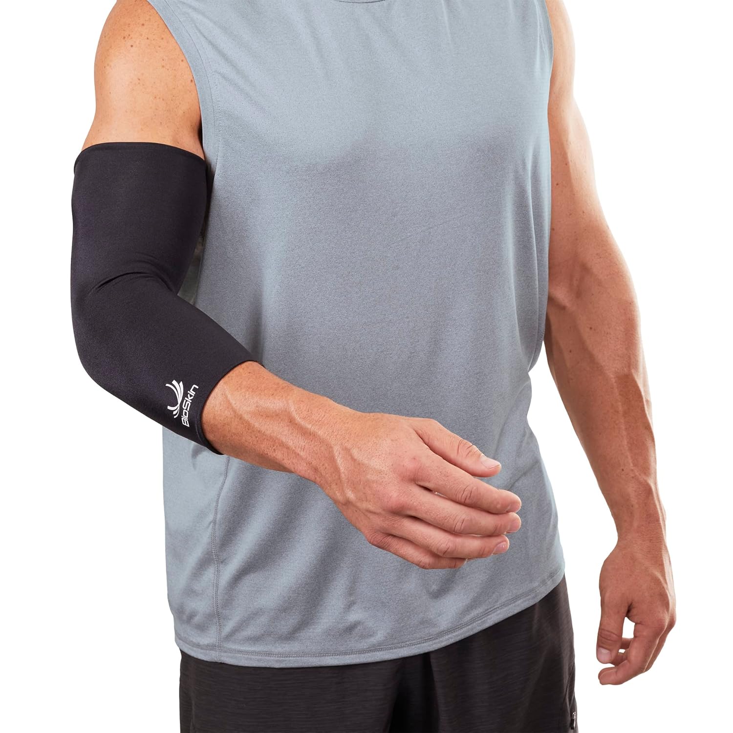 BioSkin Elbow Compression Support Brace - Sleeve for Tennis Elbow, Pain Relief, Tendonitis, Golfers Elbow Arthritis, Bursitis, Workout, Weightlifting