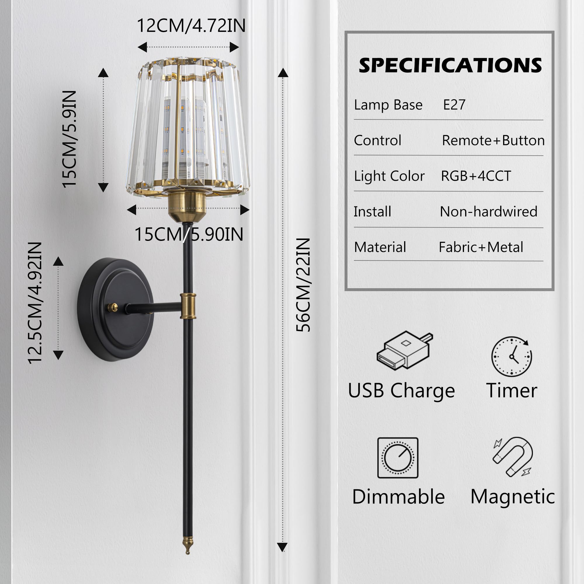 Lampade da Parete Retrò E27 Applique da Parete Interno Ruotabile
