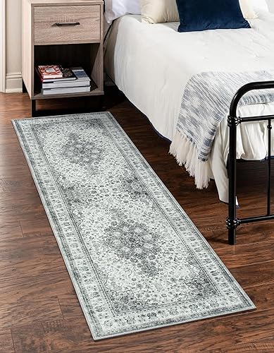 Miniatura 5 de Alfombra de pasillo lavable de 2 x 6 pies, alfombra larga de entrada, alfombra bohemia para pasillo, tapete desgastado con estampado, tapete