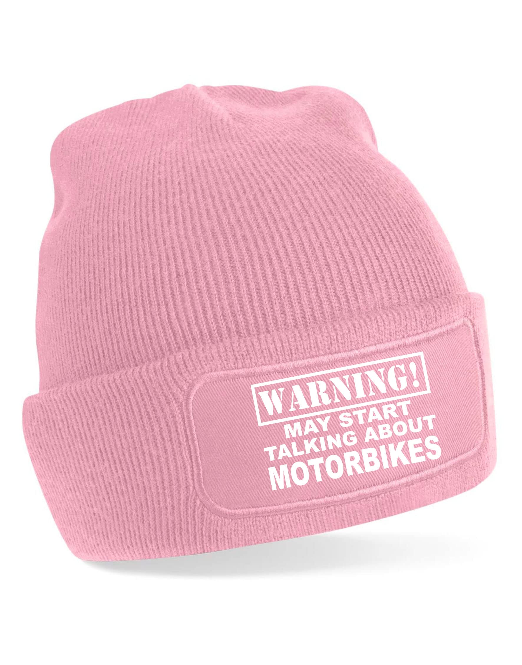 Print4U May Talk About Motorbikes Beanie Hat for Lovers of Biking Unisex Hat Pink
