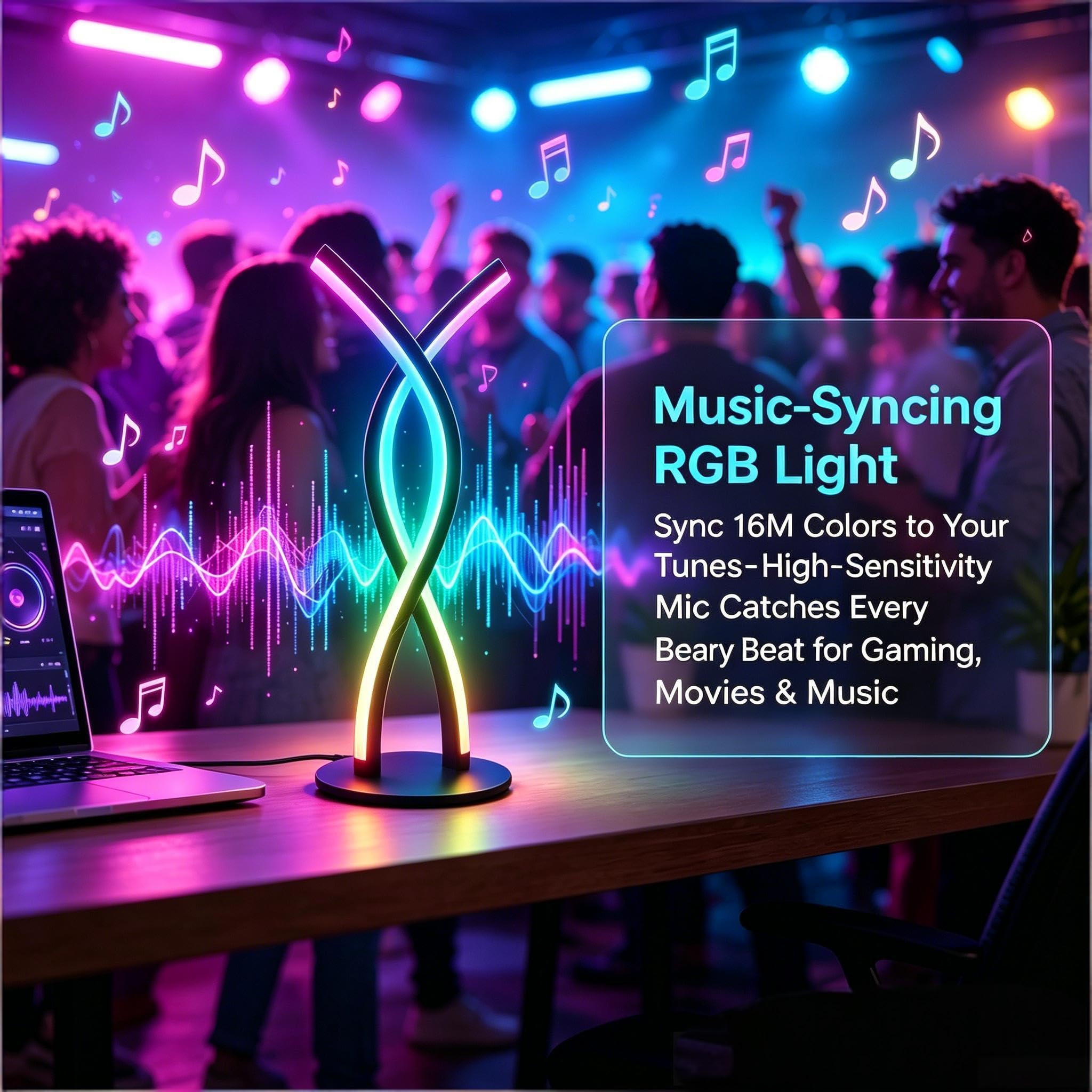Lampada da tavolo moderna a LED a spirale, lampada da tavolo intelligente RGB con sincronizzazione musicale e controllo app, luce notturna che cambia colore fai da te, design unico USB 5 V, per