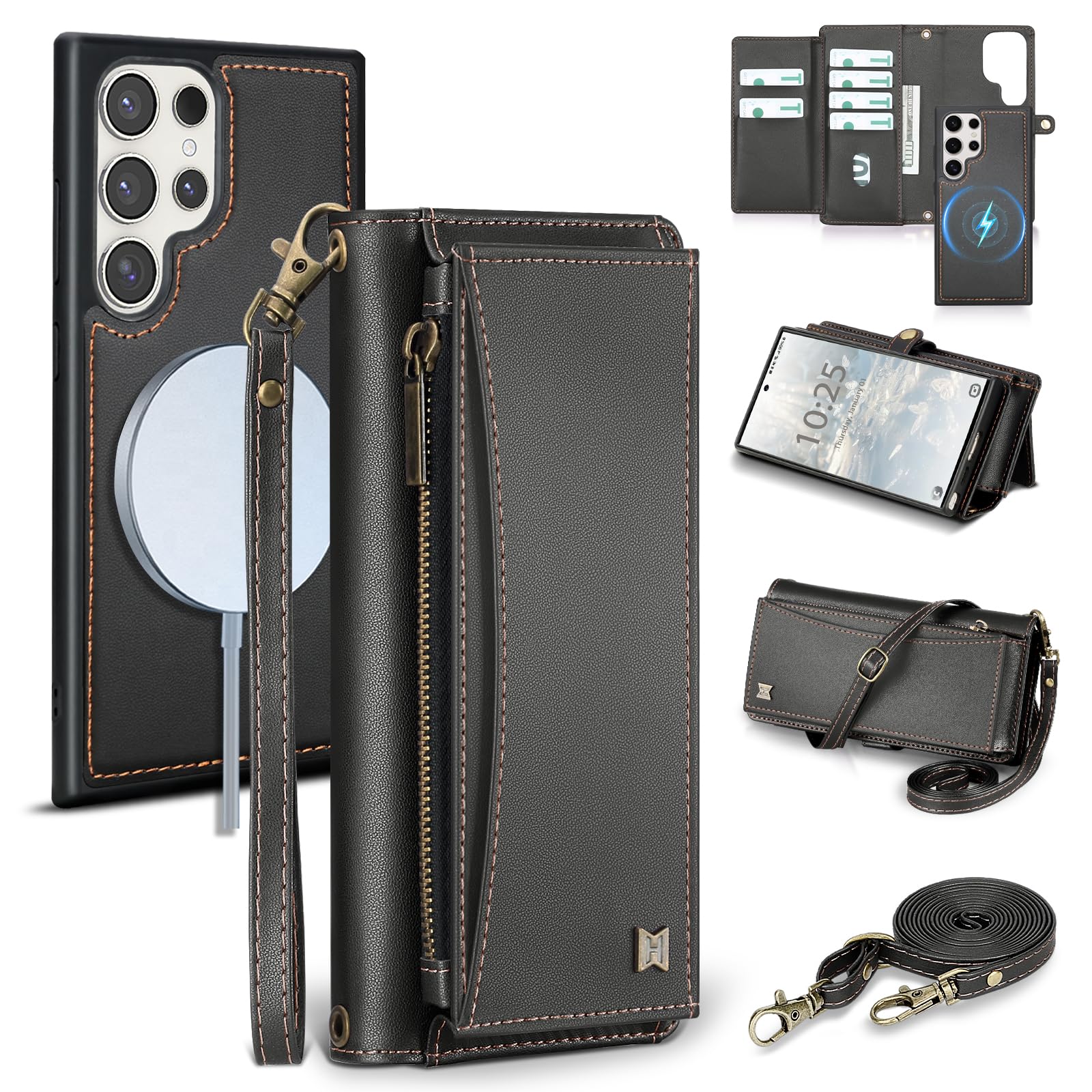 Photo 1 of BLISLIAR Wallet Case for Samsung Galaxy S24 Ultra,RFID Blocking,Black