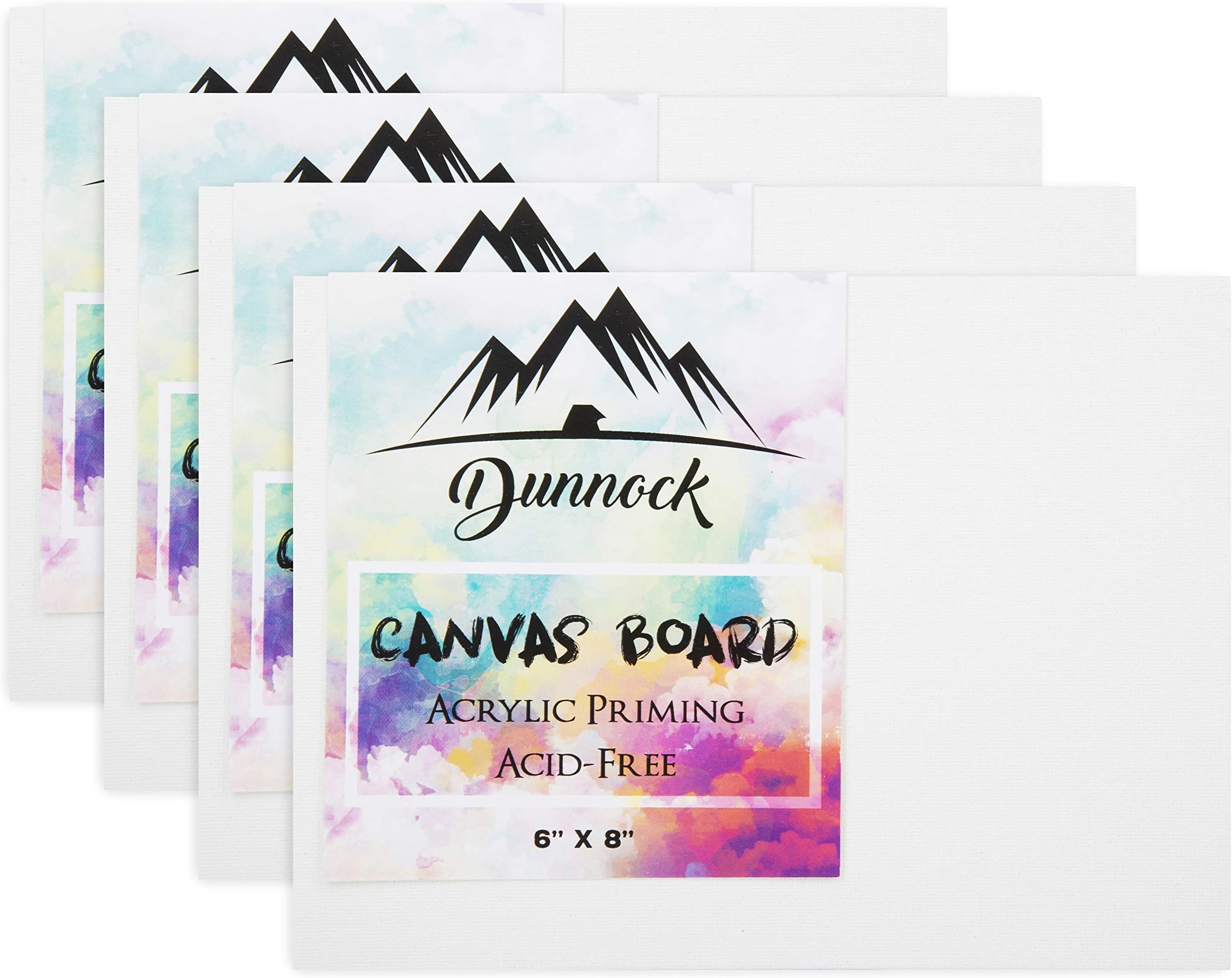 Dunnock Medium Grain Cotton Canvas Board, 6 x 8 inch, Set of 4, White