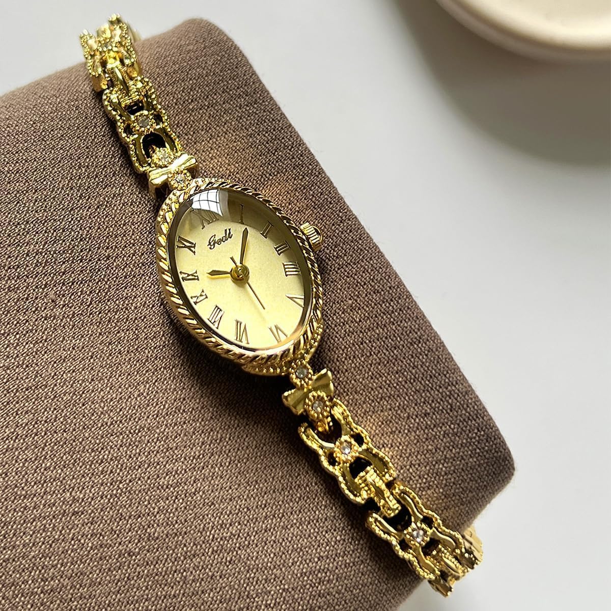 Gosasa ﻿ Vintage Small Gold Watches for Women Dainty Bangle Analog Oval Case Roman Dial Waterproof Alloy Bracelet Womens Dress Wrist Watch Luxury Gift - Image 3