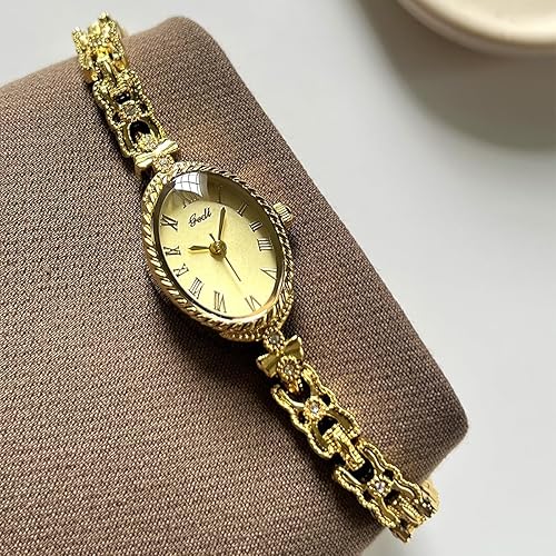 Miniatura 3 de Gosasa Reloj de pulsera para mujer, estilo vintage, ovalado, de cuarzo, números romanos, elegante, cadena de aleación, estilo de joyería, reloj de