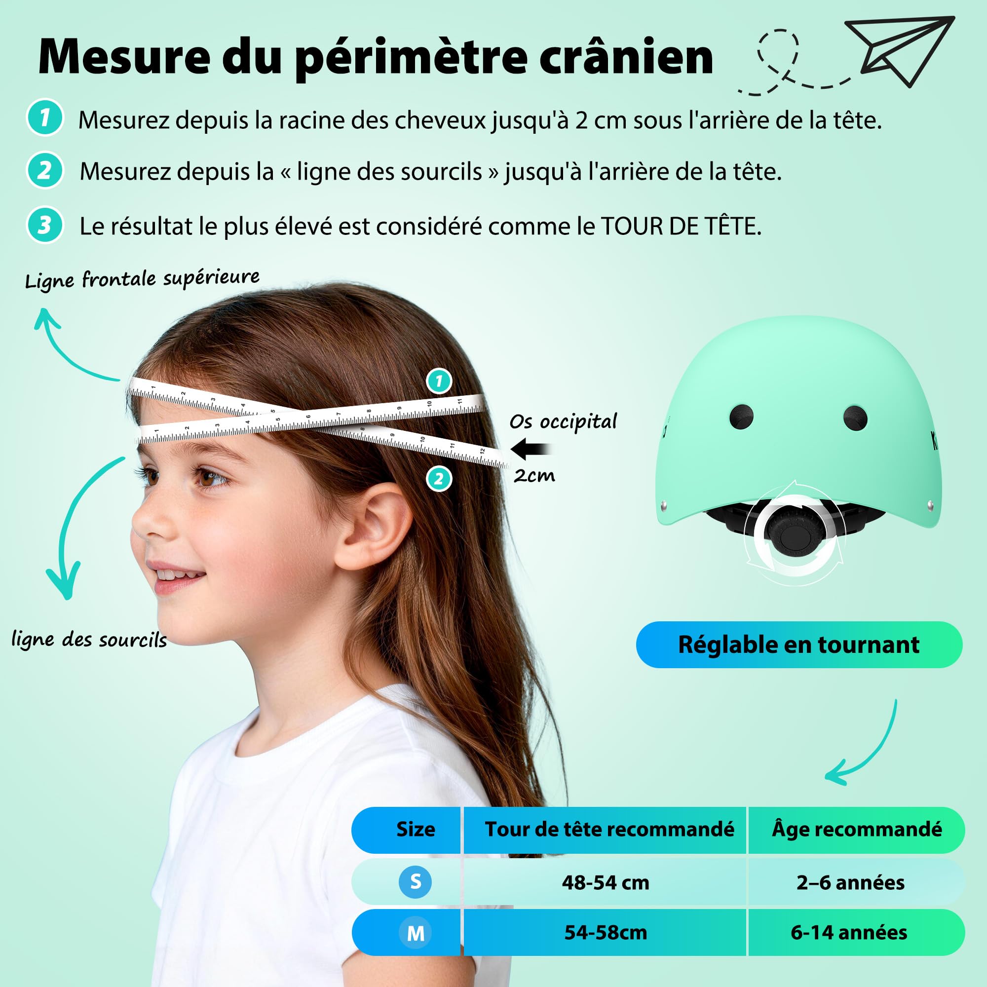 Casque pour Enfants – Casque léger pour Enfants avec Coque Rigide en ABS et Mousse EPS, réglable et Respirant, pour vélo, Trottinette, Scooter et Rollers