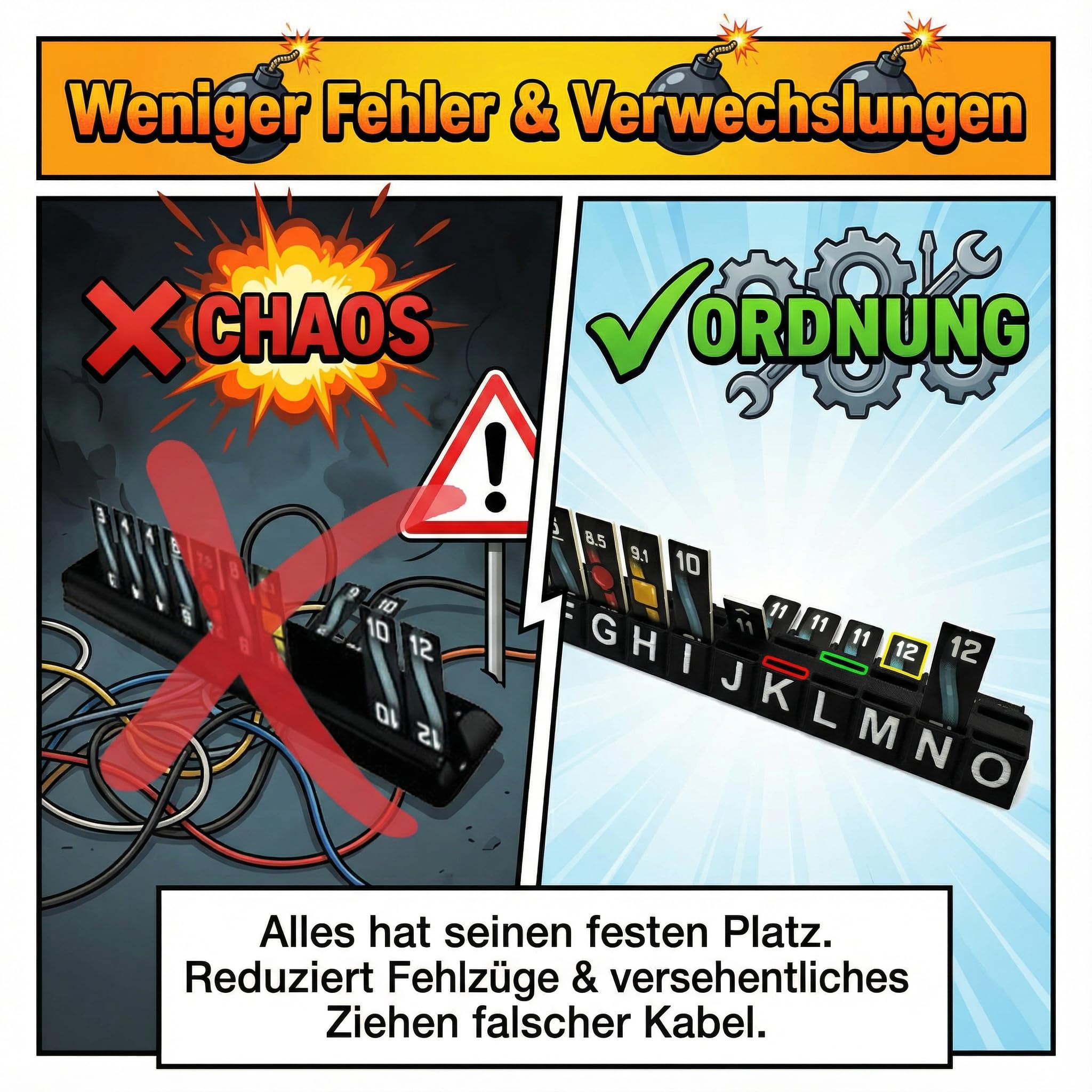 Kabelhalter passend für Bomb Busters – 5 Stück Organizer für Kabelplättchen – Kompatibel mit Spiel des Jahres 2025 - Praktisches Erweiterungs-Upgrade