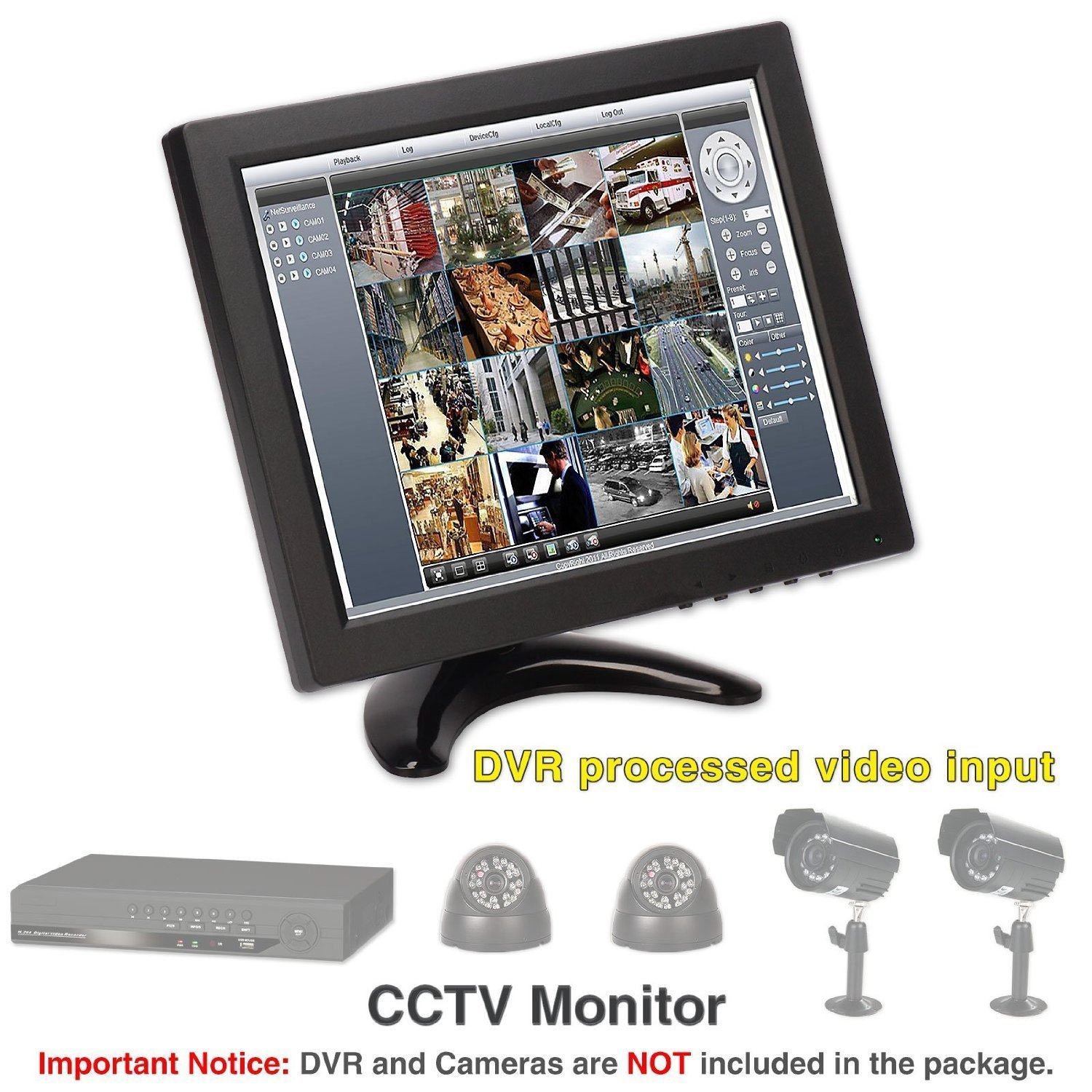 BW Monitor multimedia a color de alta resolución 800 x 600 LCD CCTV con entradas HDMI/AV/VGA/BNC para PC, sistema DVR de seguridad