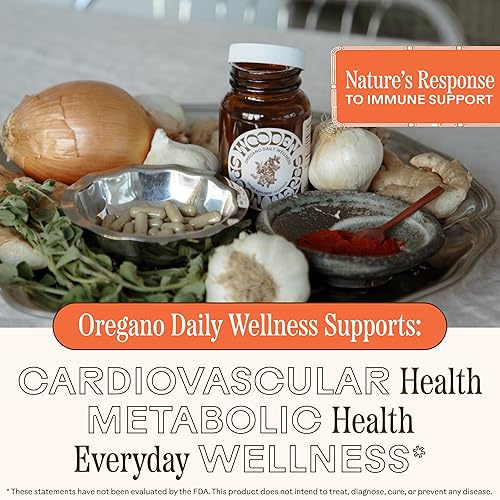 Miniatura 3 de Wooden Spoon Herbs Suplemento diario de bienestar de orégano  Apoyo inmunológico, salud digestiva y antioxidantes  Hoja de orégano orgánico y ajo