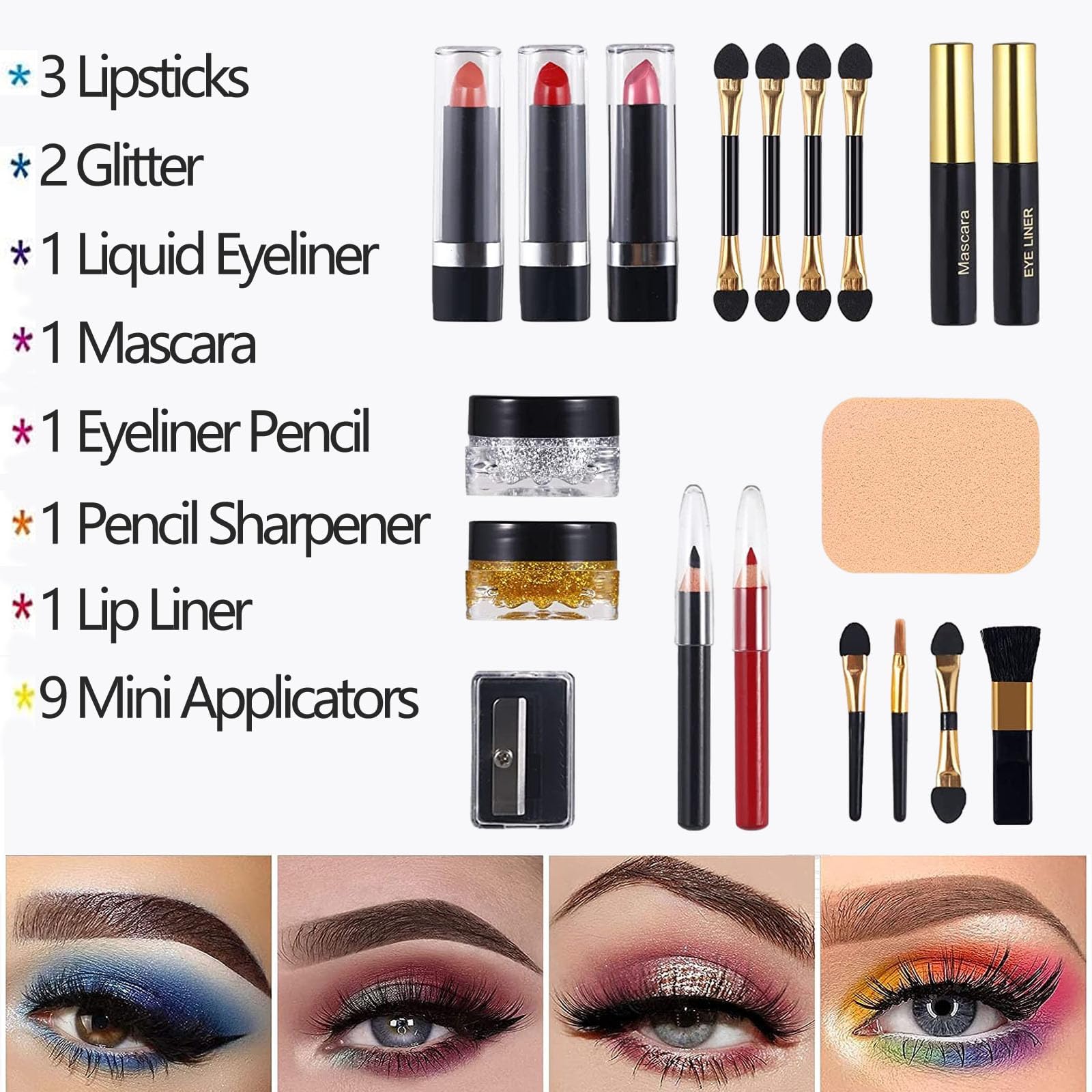 Makeup Kit for Women Girls,Schminke Set Frauen, All in One Makeup Kit,mit Kosmetikpinsel, Lippenstift, Lidschattenpalette, Rouge, Glitzer-Gel in Rosa, lustiger Reise-Schminkkoffer für Mädchen