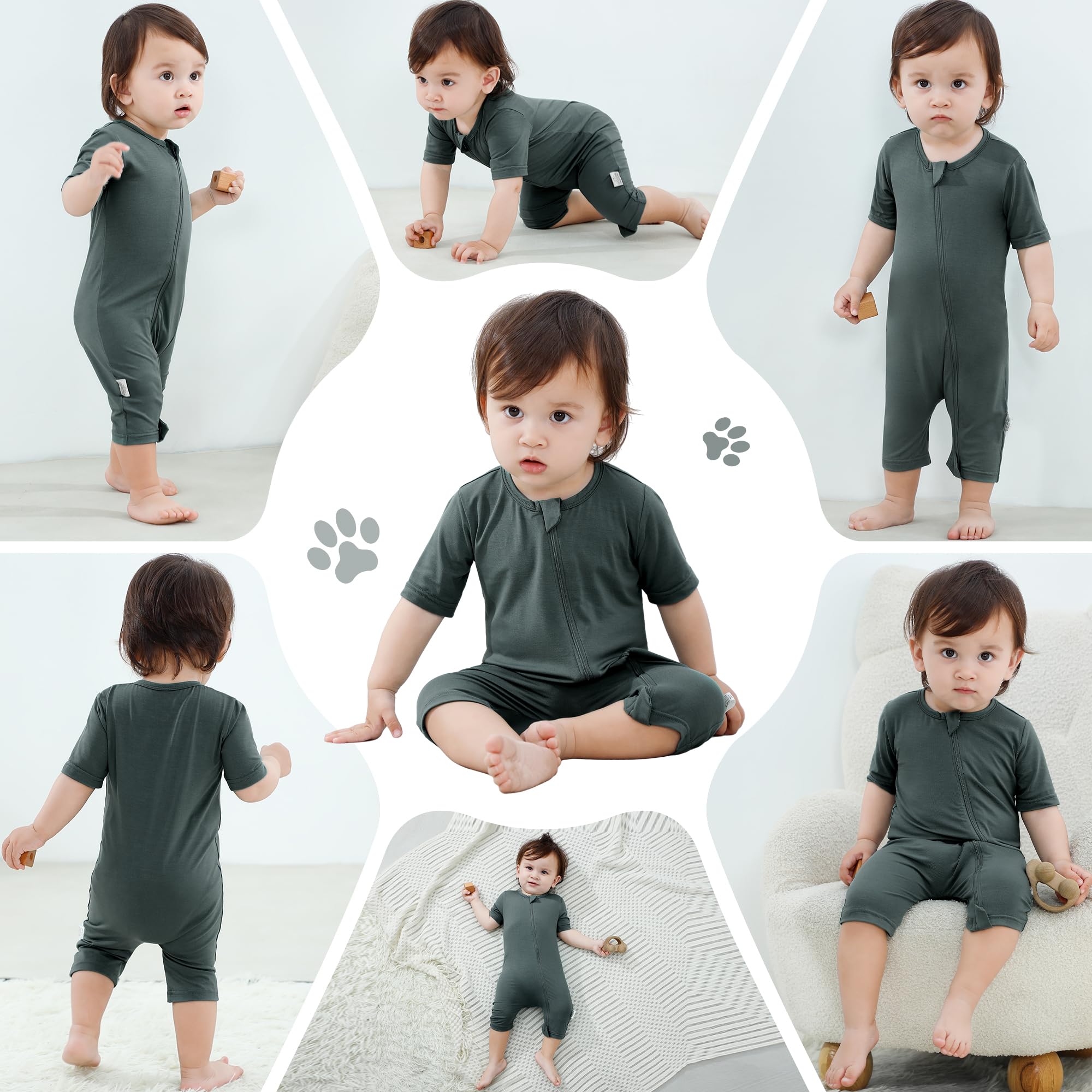 Unisex Baby Jungen Mädchen Bambusfaser Kurzarm Frühling Strampler Jumpsuit Sommer Bodysuit für 0-24 Monate, 2er Pack